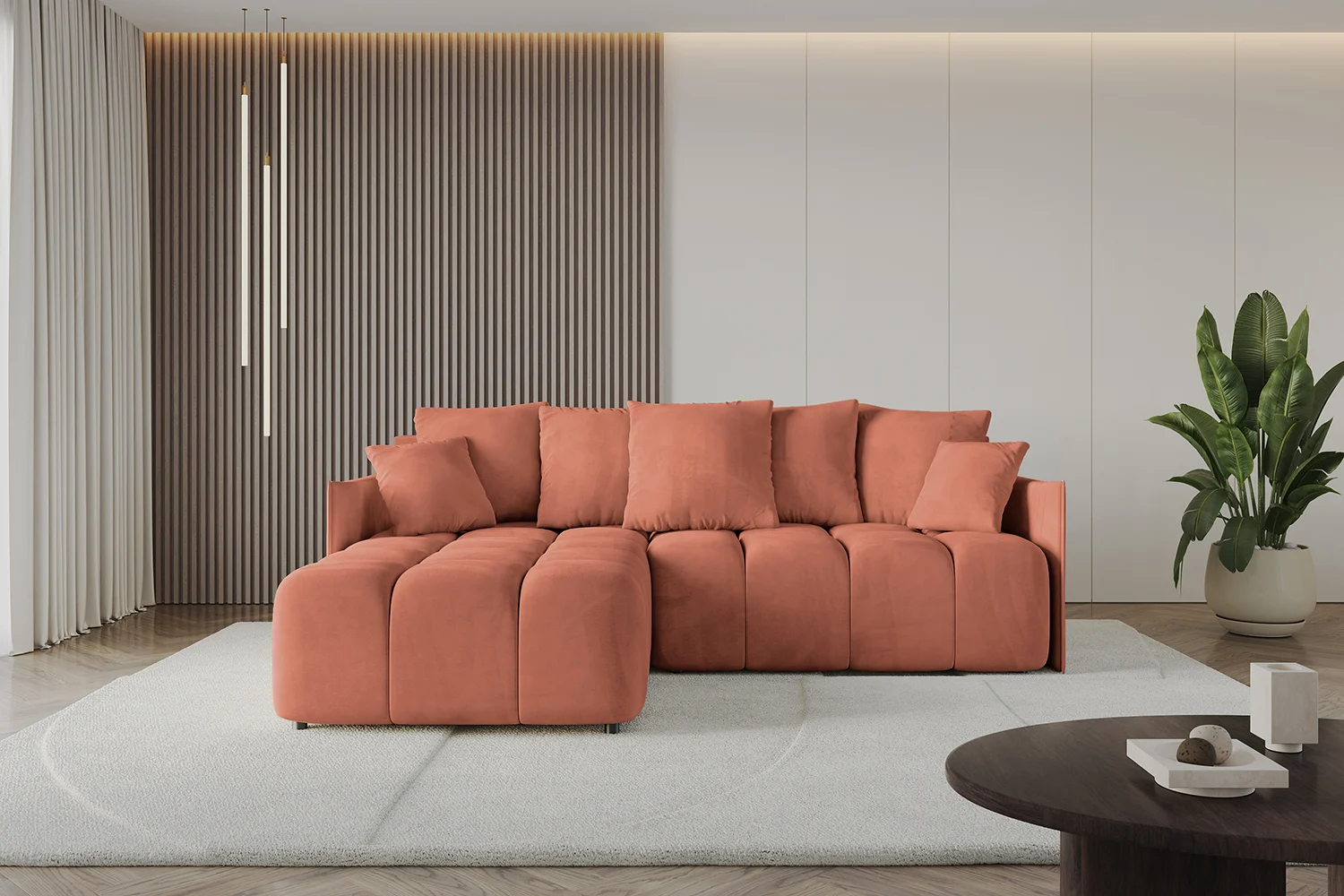 Ecksofa LONLI-L Apricot - Dream Velvet 202.07