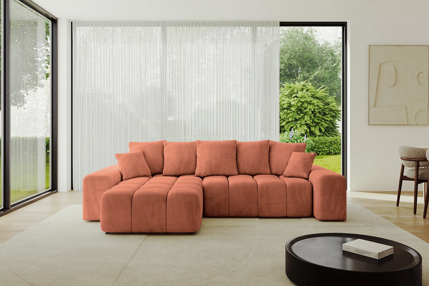 Ecksofa ENIL-L Apricot - Dream Velvet 202.07