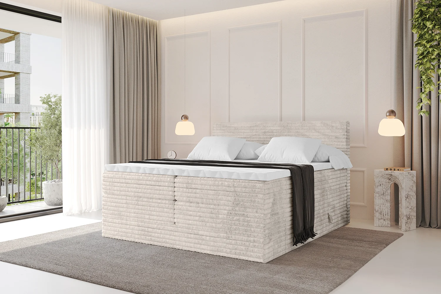 Boxspringbett TOLO KING-v1 Creme - Tilia 01 120x200 cm