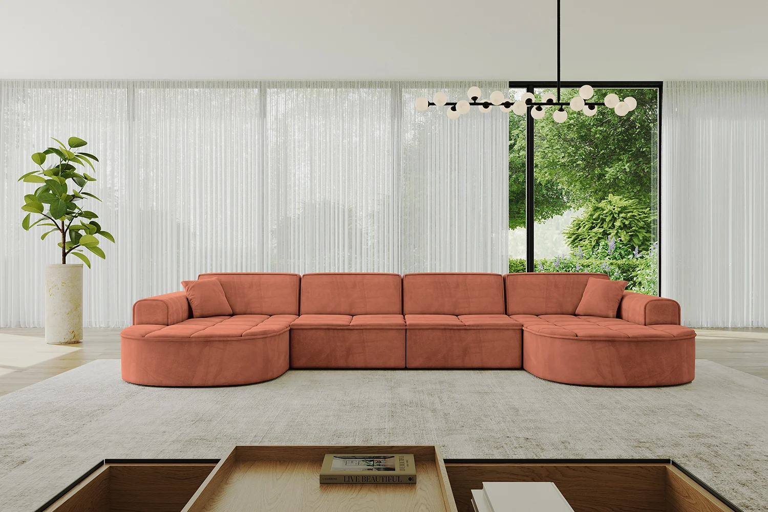 Ecksofa TARO-U2 Apricot - Dream Velvet 202.07
