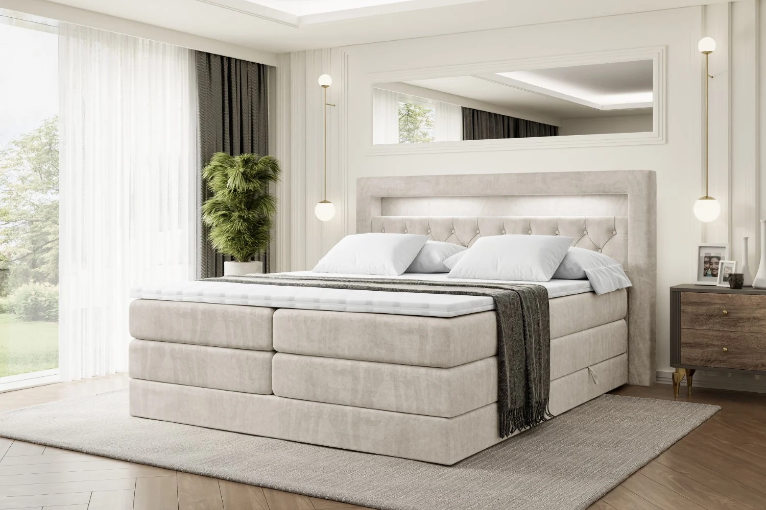 Boxspringbett NOEL GOLD KING Beige - Casablanca 2301 120x200 cm