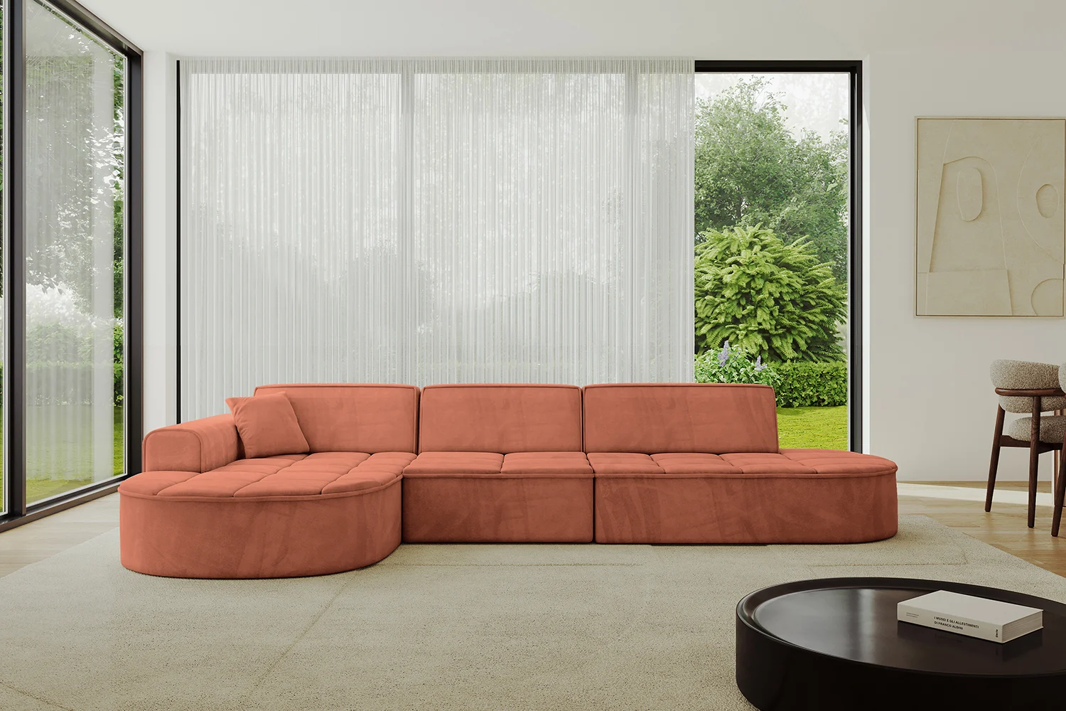 Ecksofa TARO-L2 Apricot - Dream Velvet 202.07