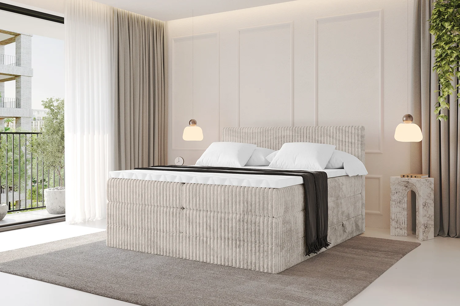 Boxspringbett TOLO KING Creme - Tilia 01 120x200 cm