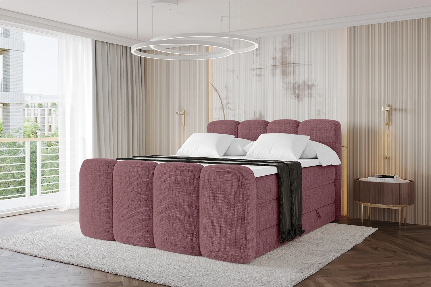 Boxspringbett NINA-Z KING Altrosa - Aragon 69 120x200 cm