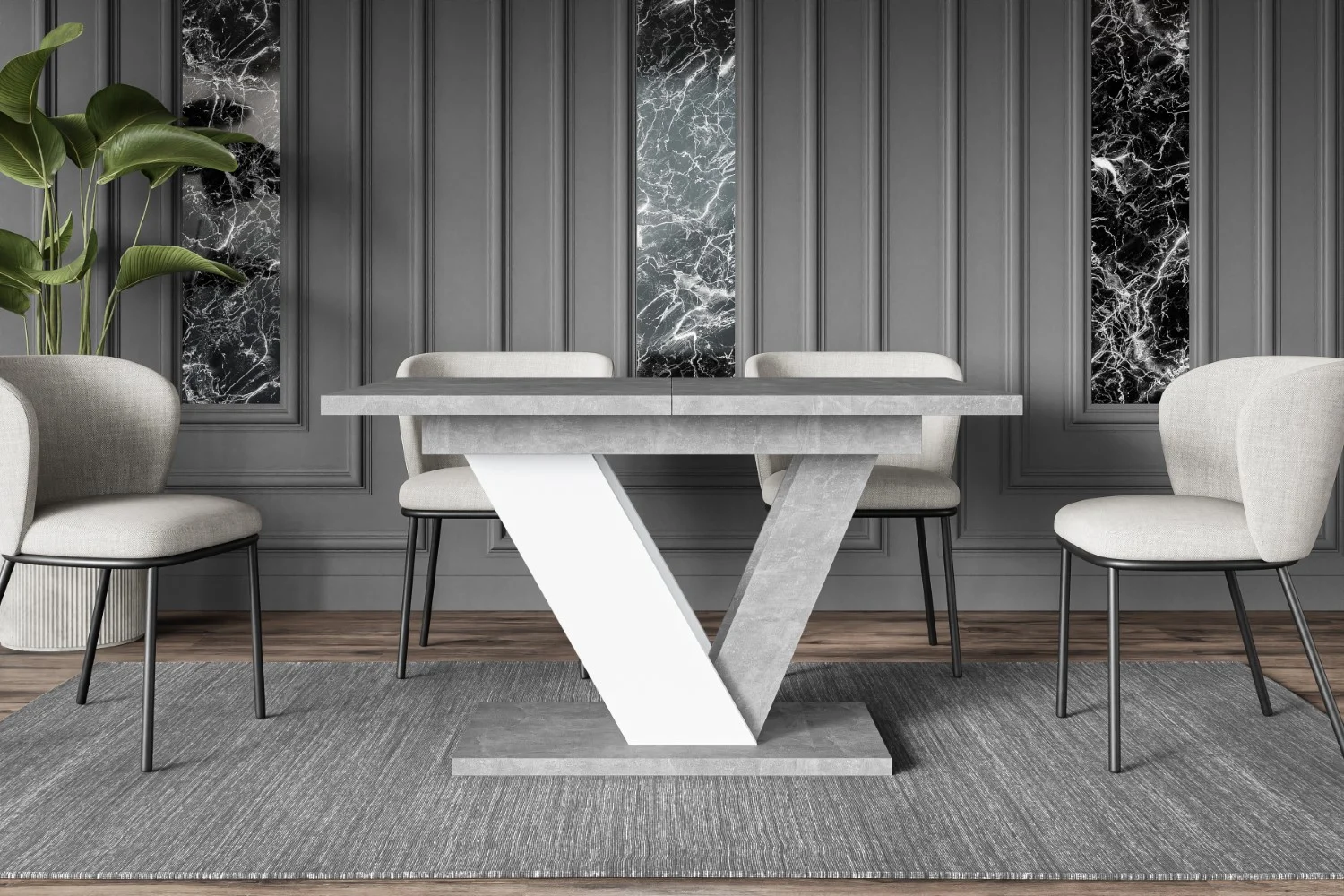 Esstisch CLASI Betonoptik / Weiß - Altdecor