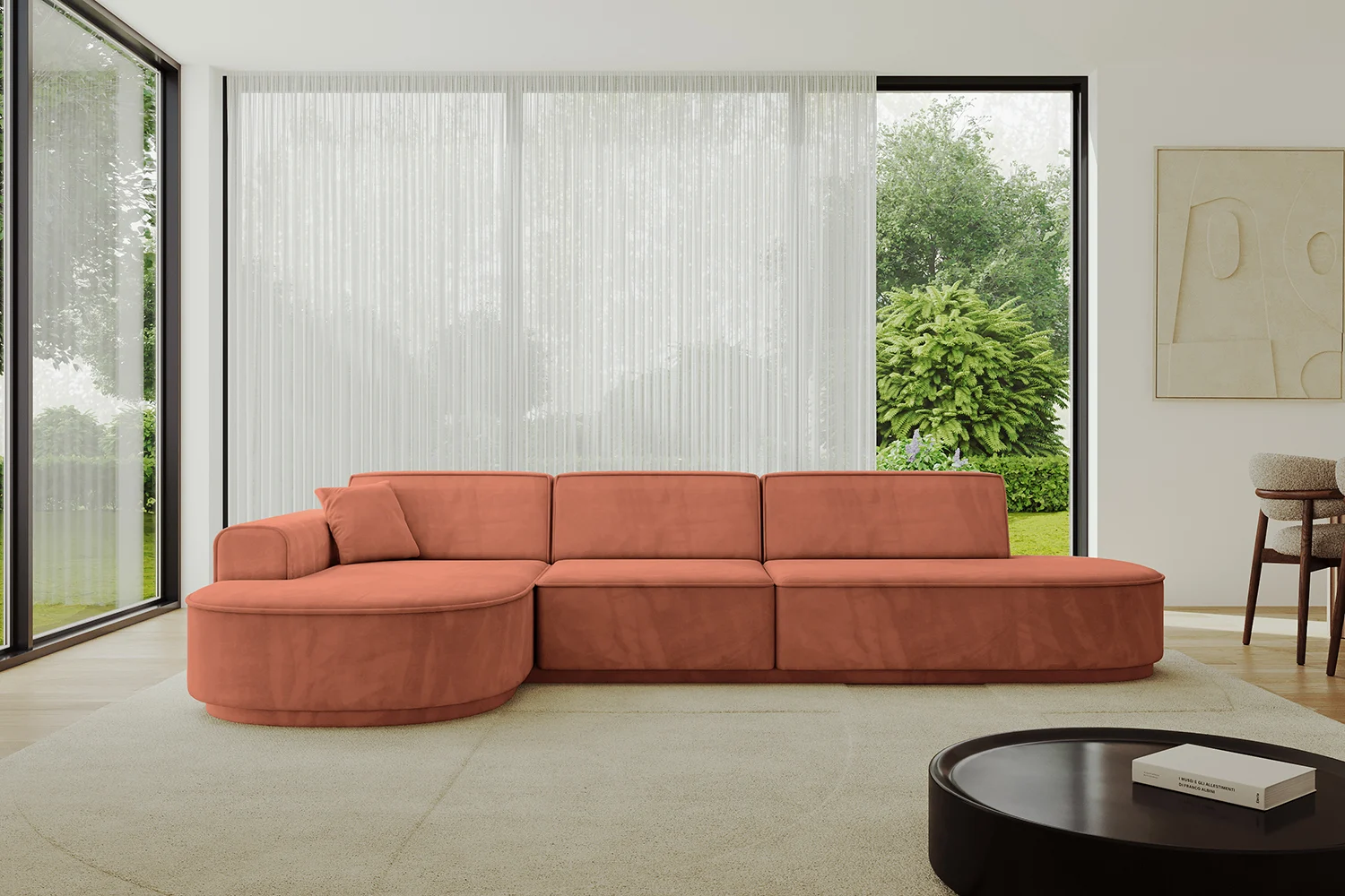 Ecksofa MARI-L2-v3 Apricot - Dream Velvet 202.07