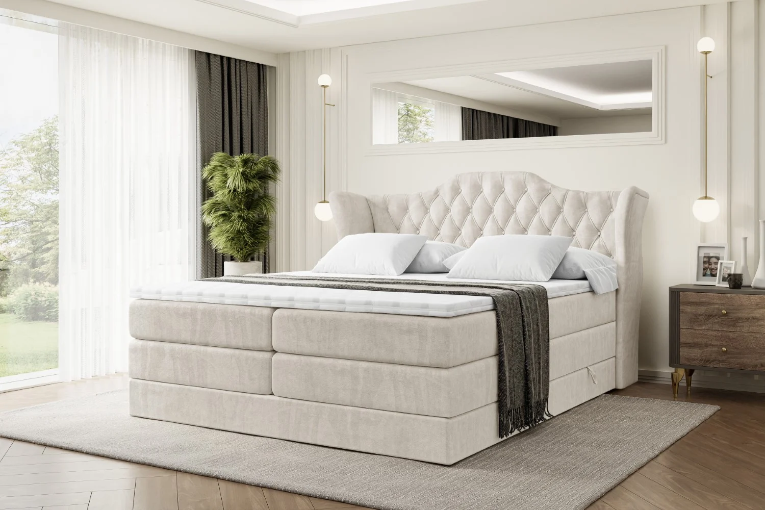 Boxspringbett VILA KING Beige - Casablanca 2301 120x200 cm