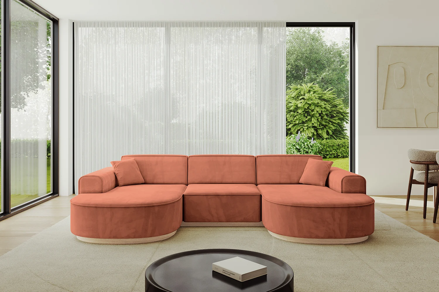 Wohnlandschaft MARI-U1-v1 Apricot - Dream Velvet 202.07