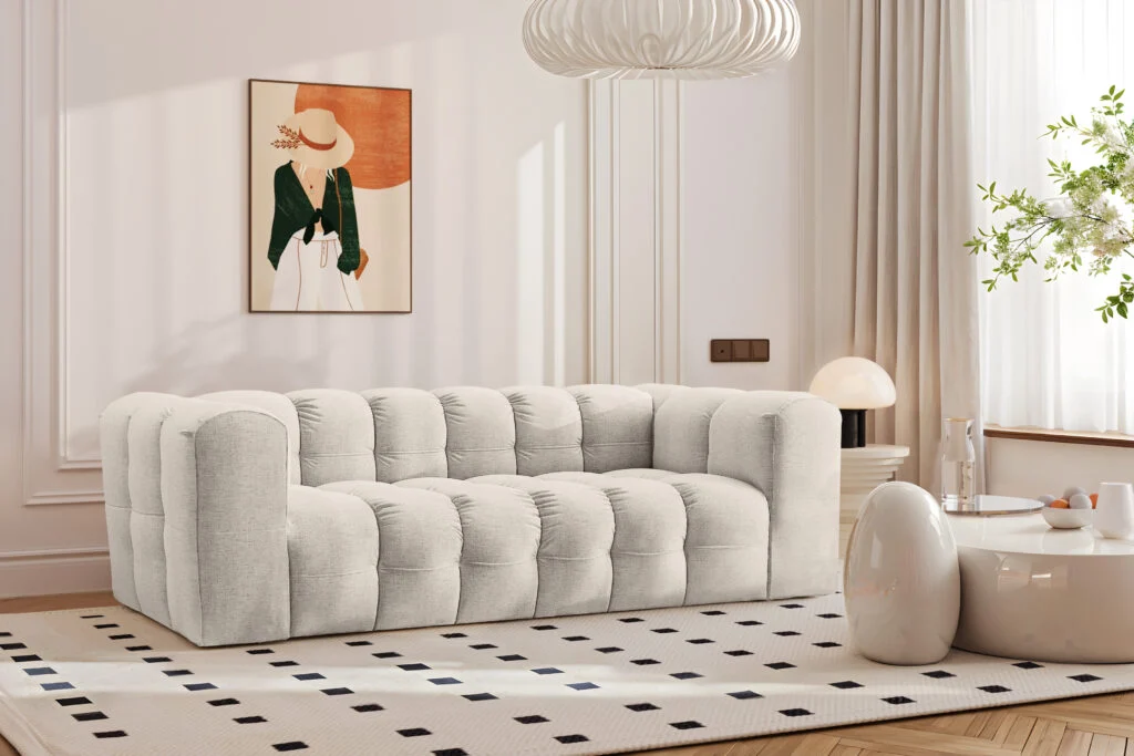 Modernes 3-Sitzer Sofa – Modell BALOO, Chenille-Stoff MOLY