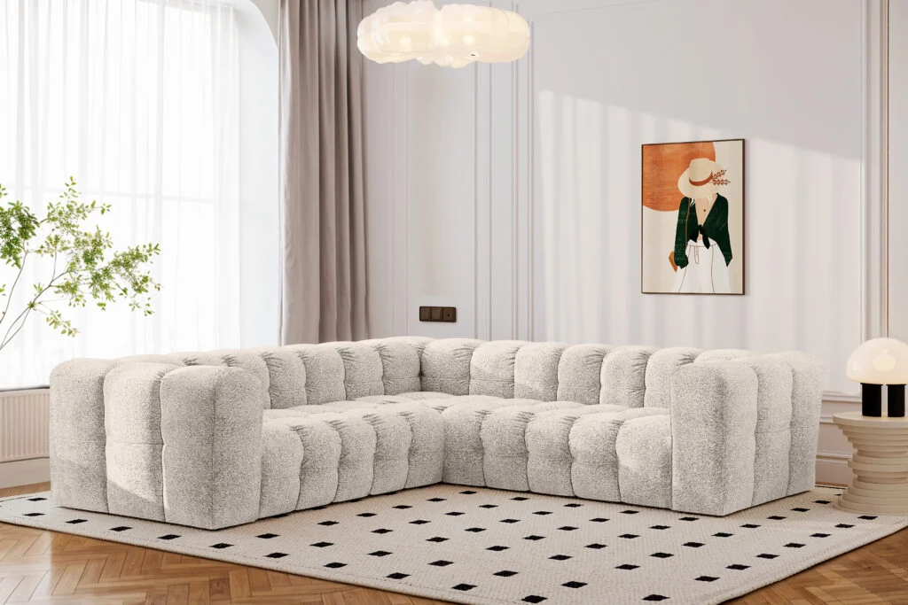 Ecksofa CORNER BALOO Designer mit Steppung, großes Ecksofa für das Wohnzimmer, Stoff Arena