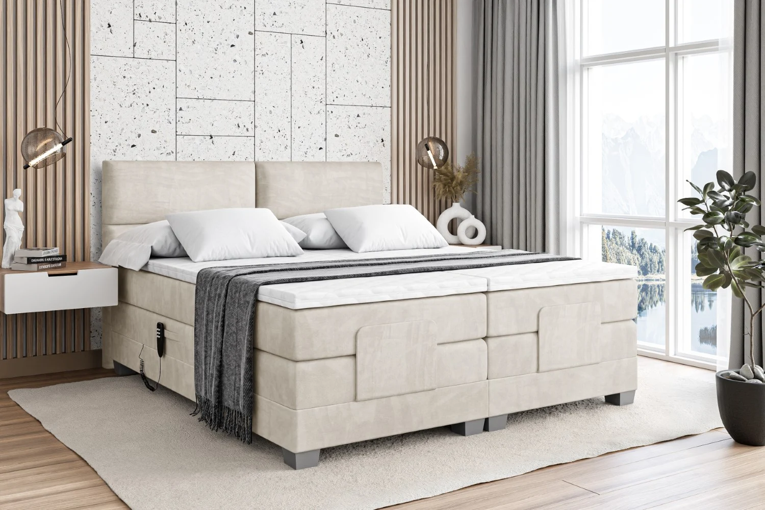 Elektrisches Boxspringbett MAYA EL Beige - Casablanca 2301 140x200 cm