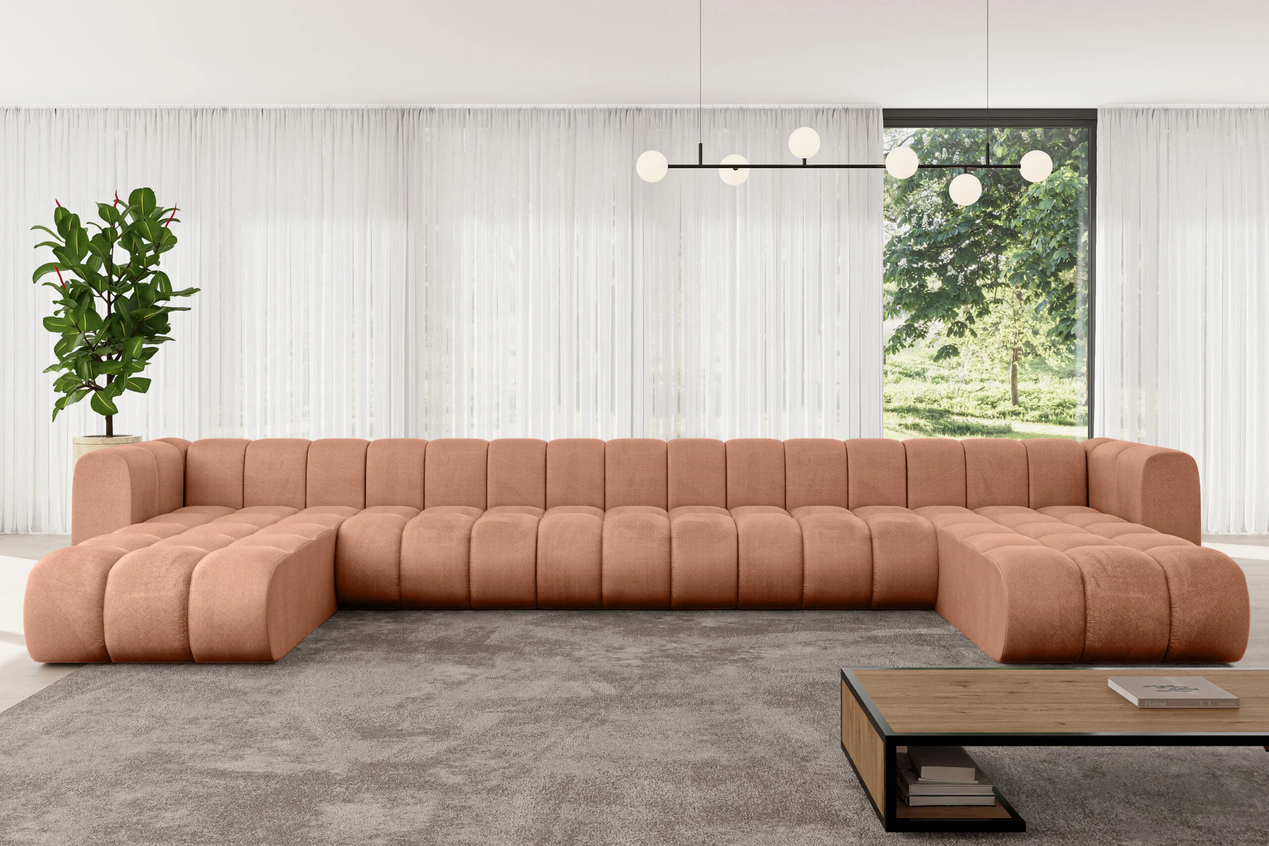 Wohnlandschaft Joren-U3 Apricot - Monolith 61