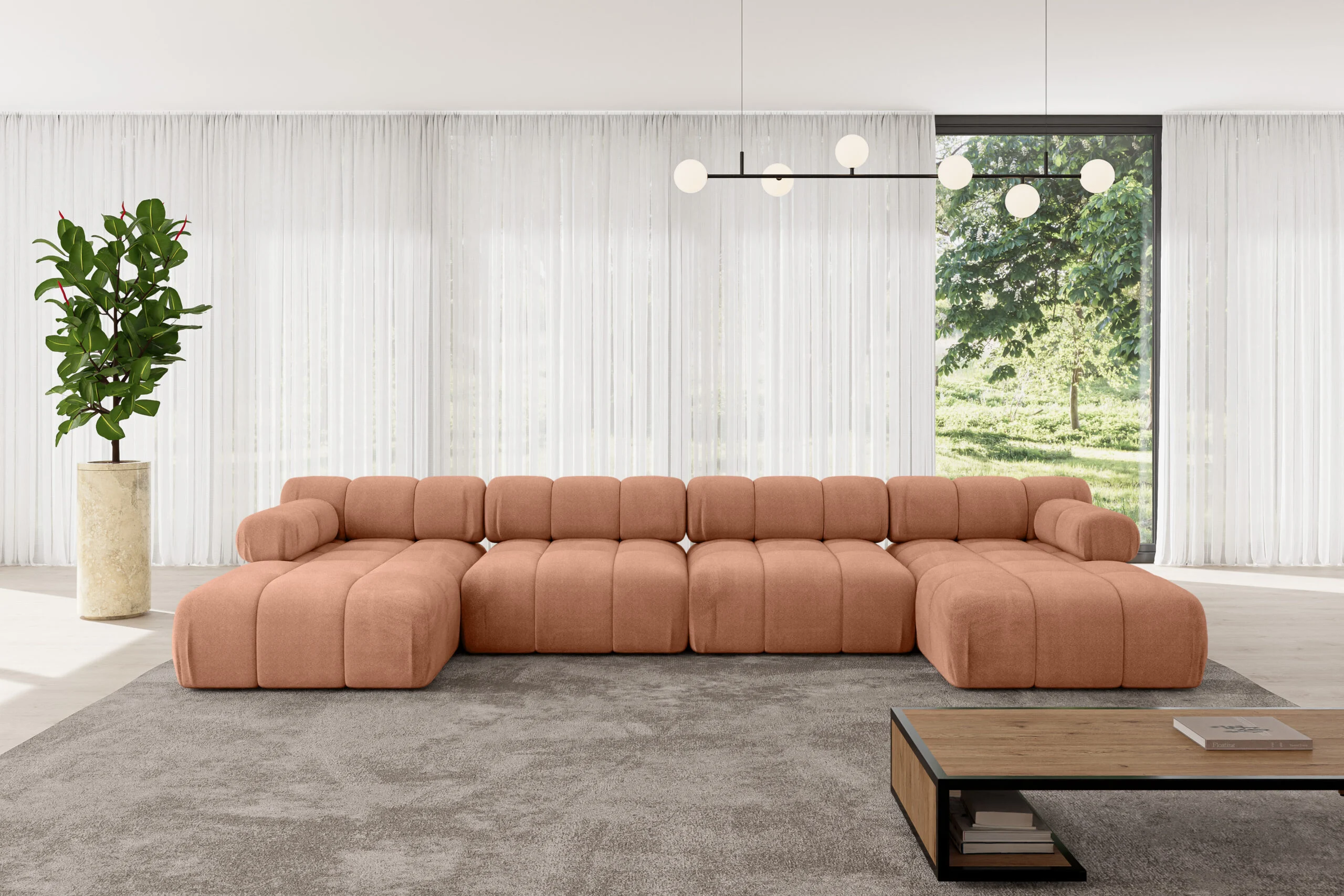 Wohnlandschaft Tesso-U2 Apricot - Monolith 61