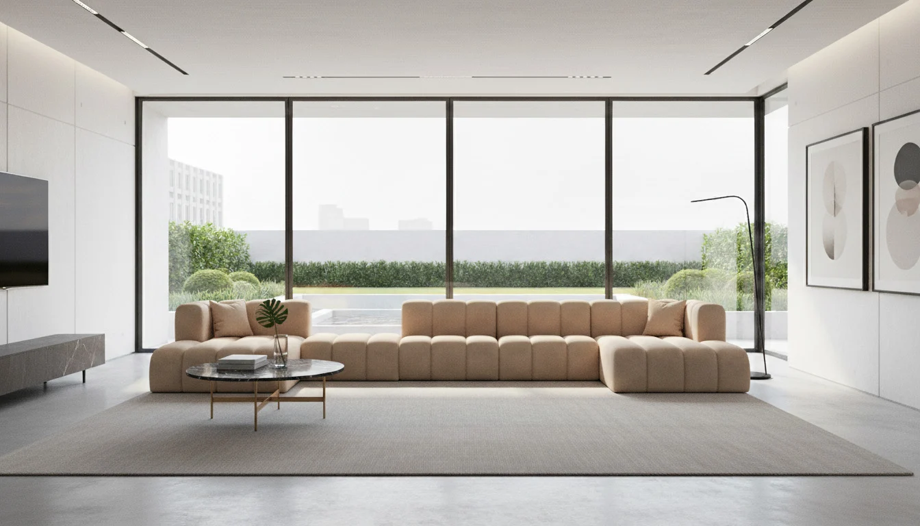 Ecksofa, Sofa U-Form, modulare Wohnlandschaft, Veloursstoff Salvador, Grand U Big XL 500 cm