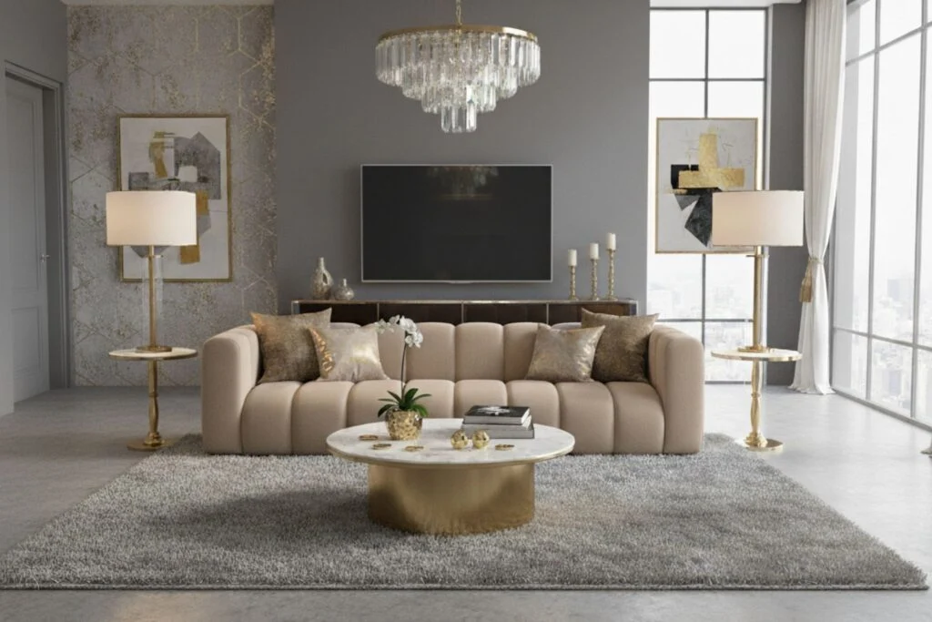 Sofa 4-Sitzer Grand aus Veloursstoff Salvador