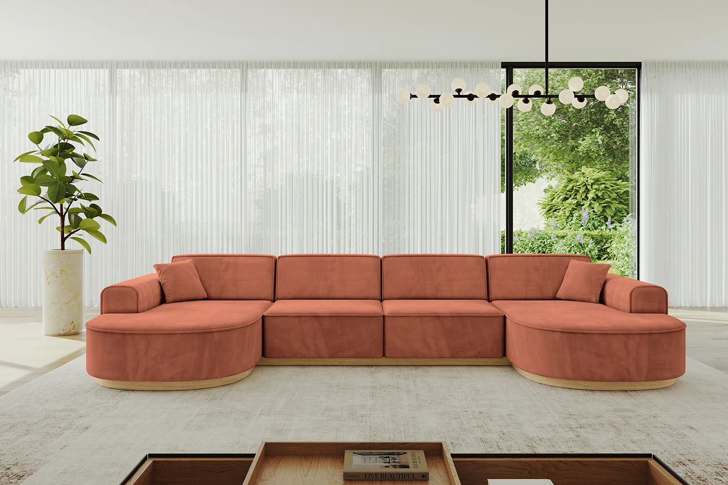 Wohnlandschaft MARI-U2-v2 Apricot - Dream Velvet 202.07