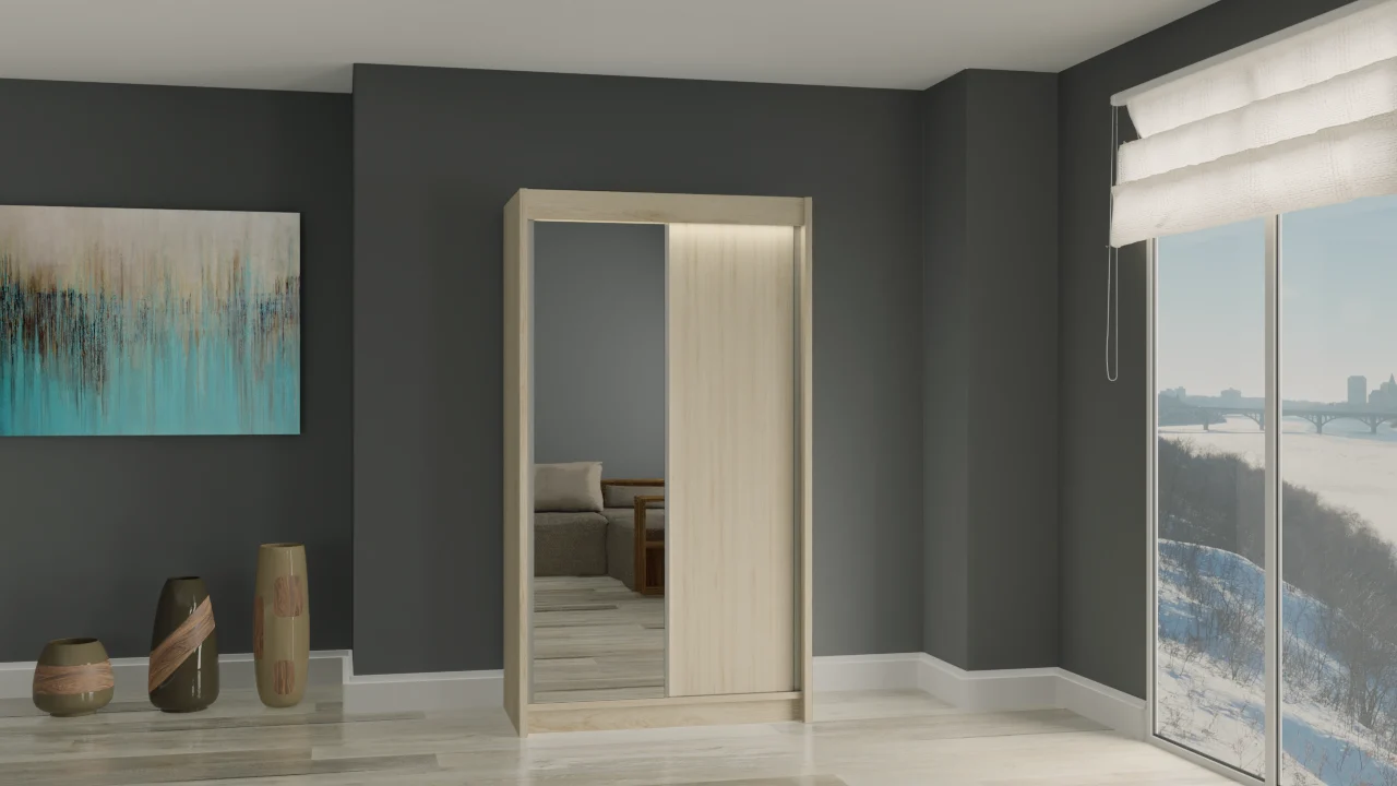 Schiebetürenschränke PARTI Braun 120 cm x 61 cm x 216 cm - Altdecor