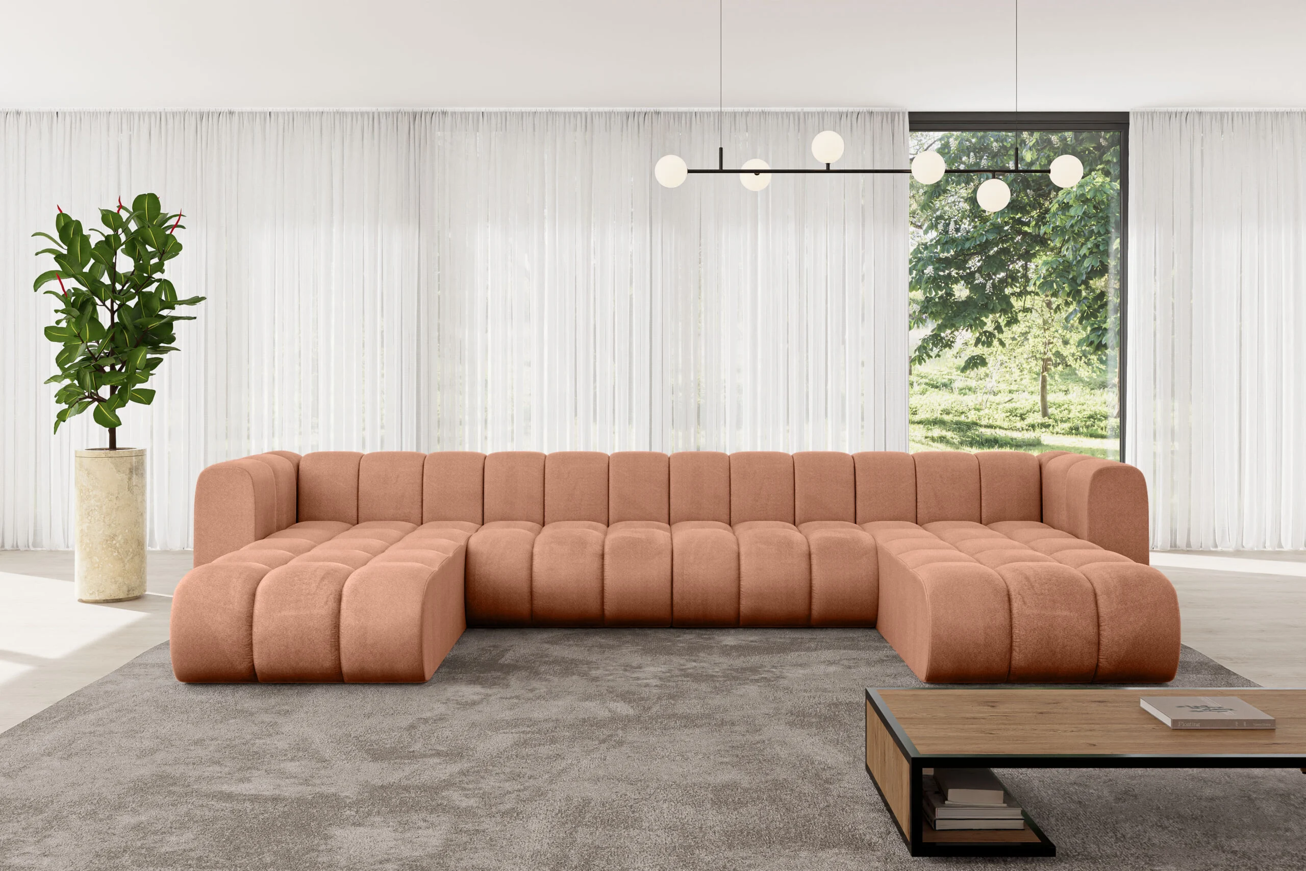 Wohnlandschaft Joren-U2 Apricot - Monolith 61