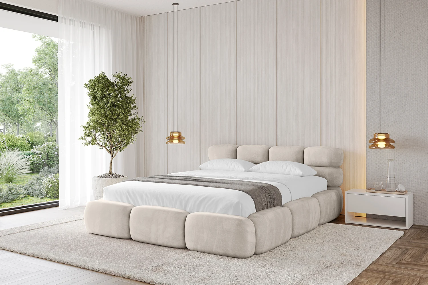 Polsterbett NOMA-v1 Beige - Casablanca 2301 120x200 cm