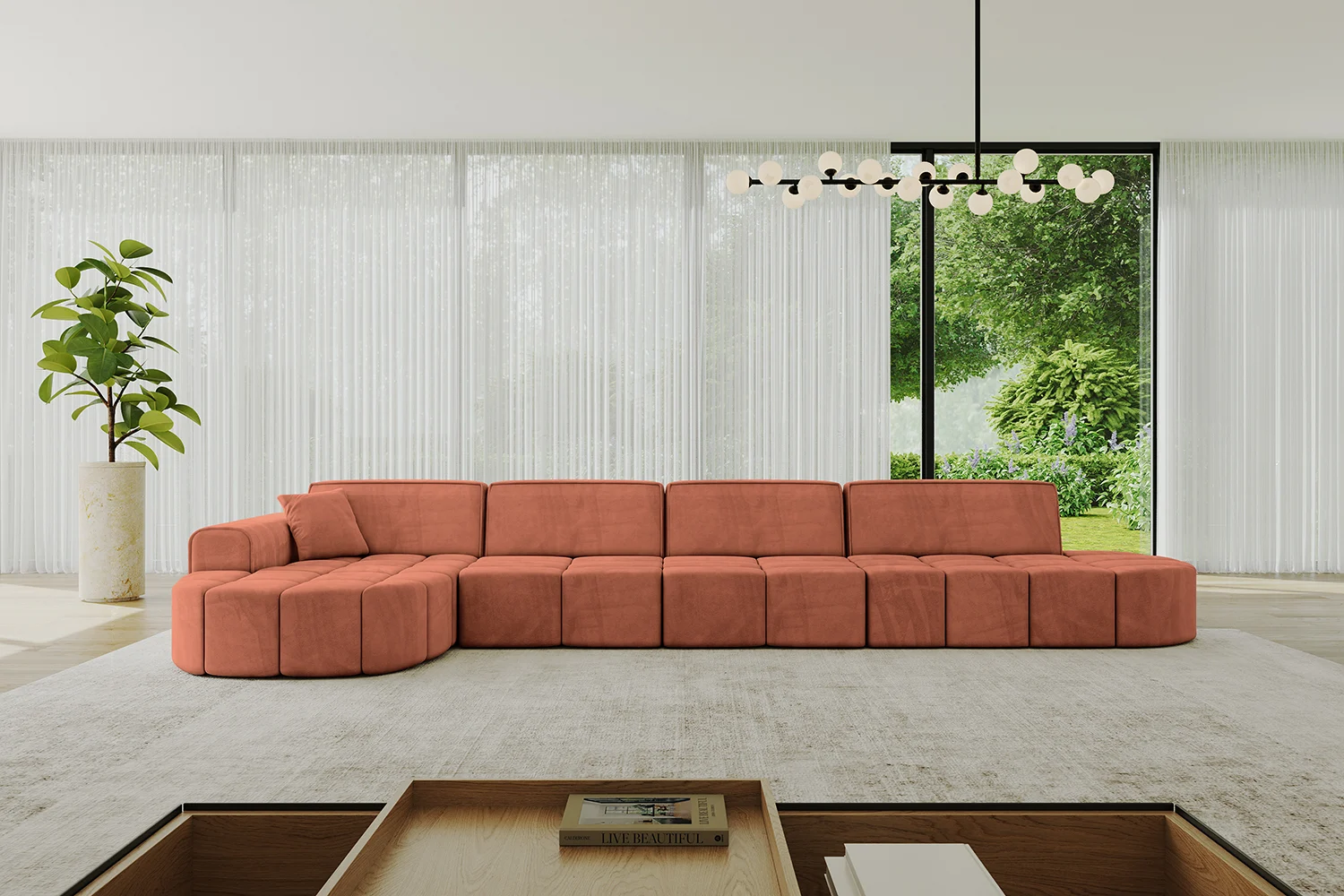 Ecksofa LIVO-L3 Apricot - Dream Velvet 202.07