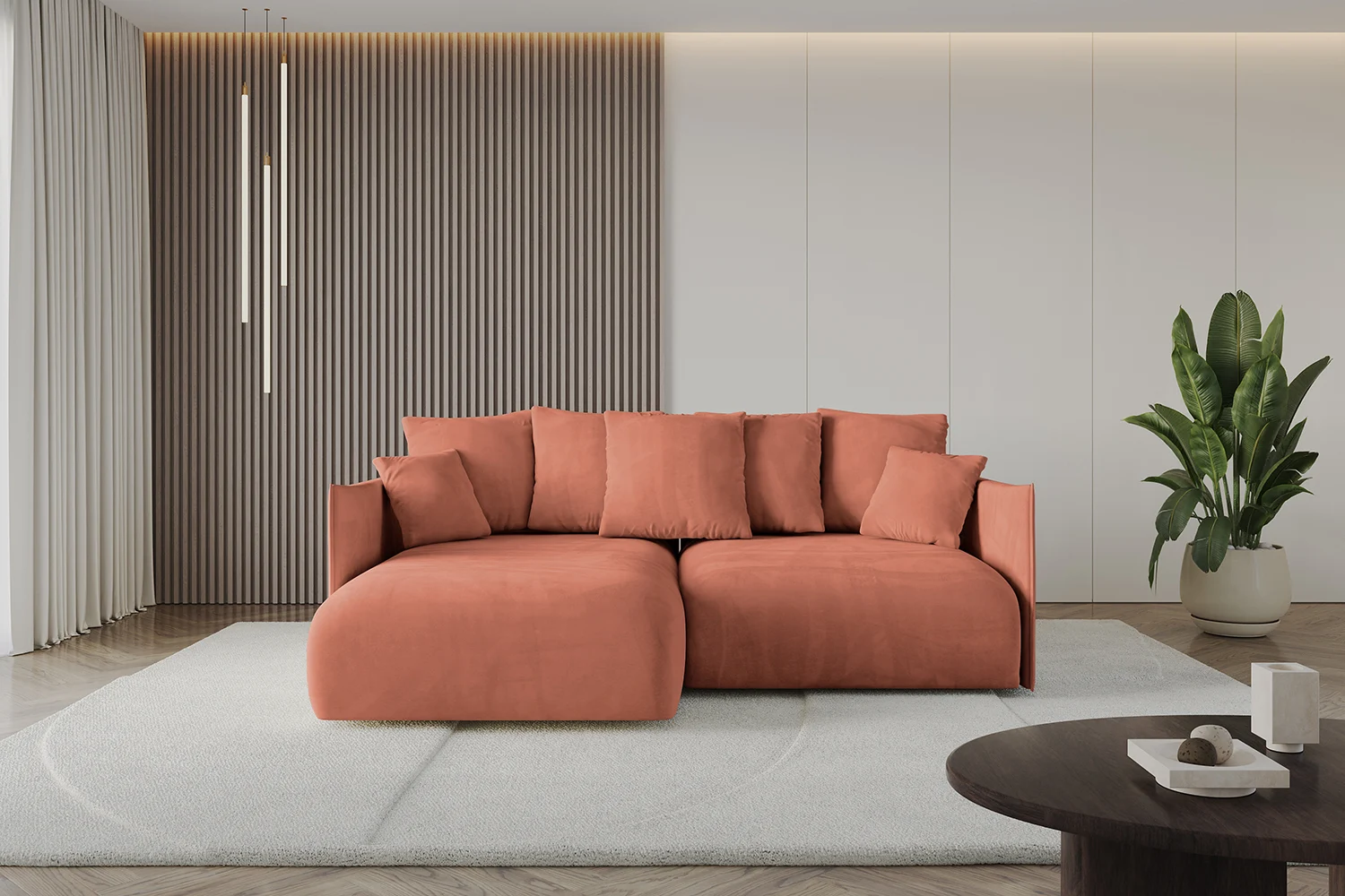 Ecksofa ONESK-L Apricot - Dream Velvet 202.07