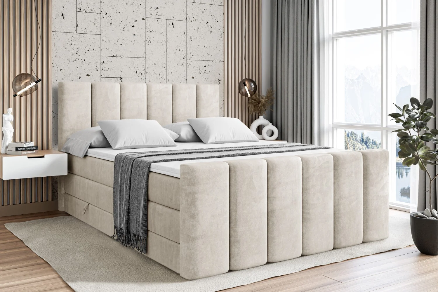 Boxspringbett BOXI1-Z KING Beige - Casablanca 2301 120x200 cm