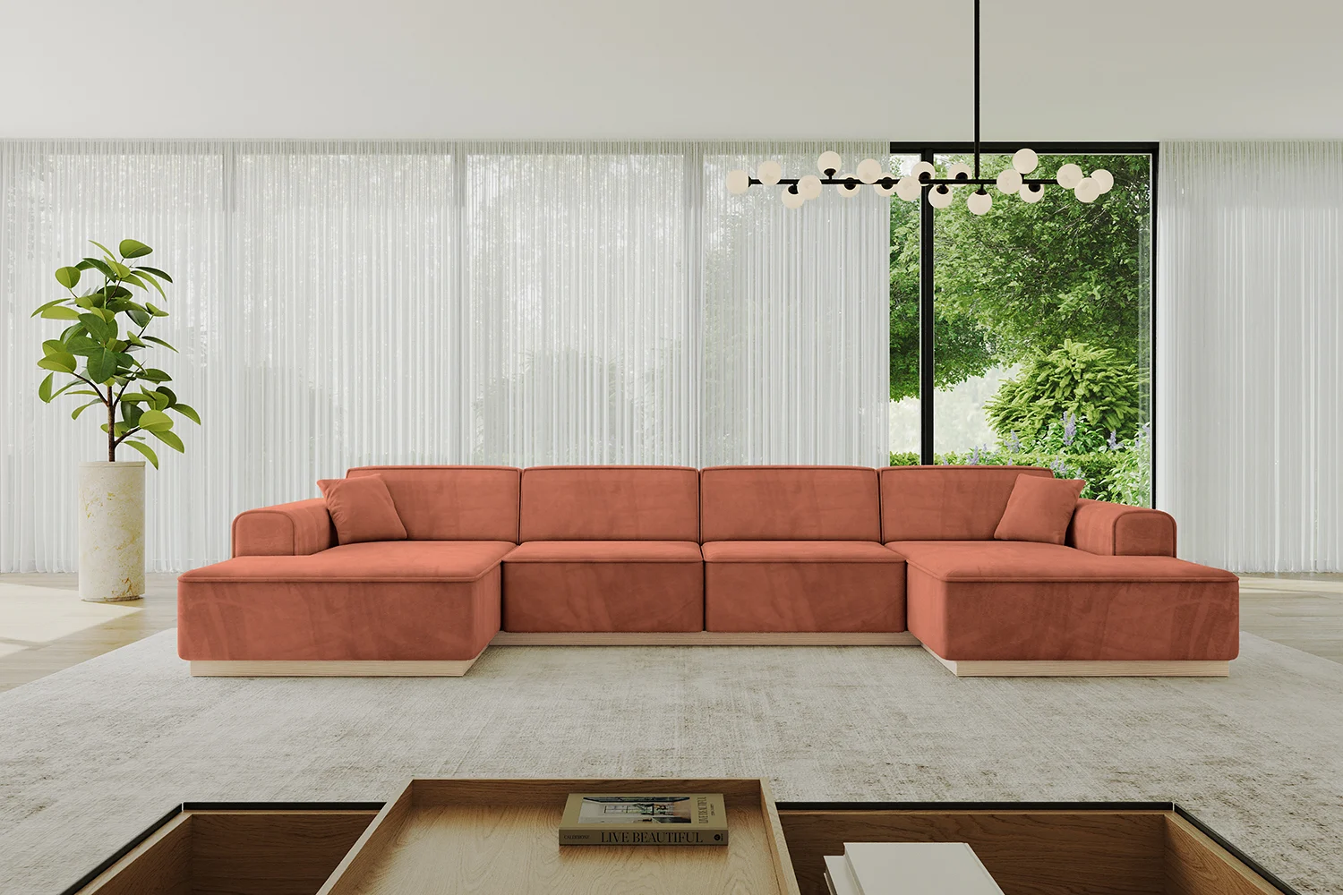 Wohnlandschaft IREA-U2 Apricot - Dream Velvet 202.07