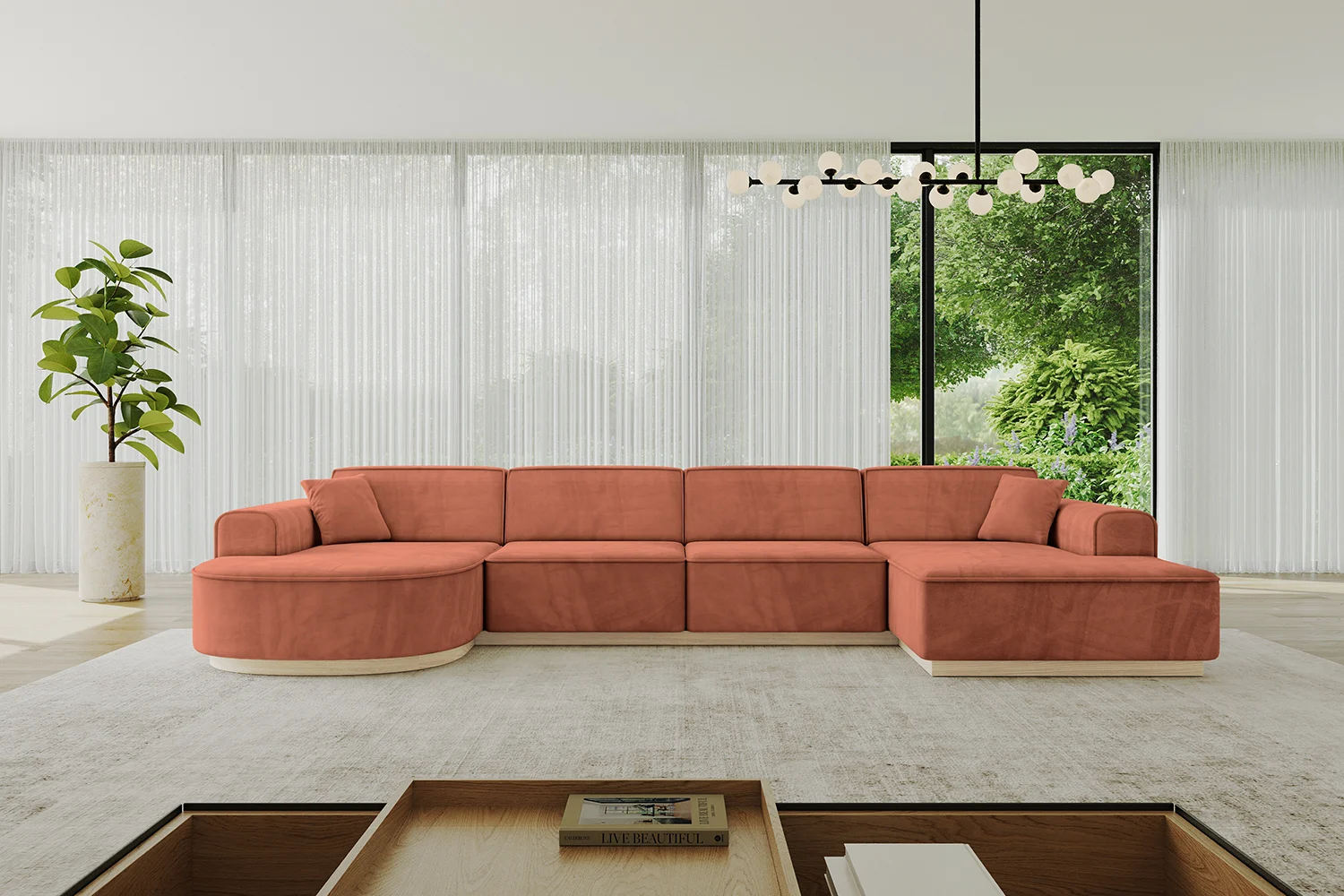 Wohnlandschaft ARRIO-U2 Apricot - Dream Velvet 202.07