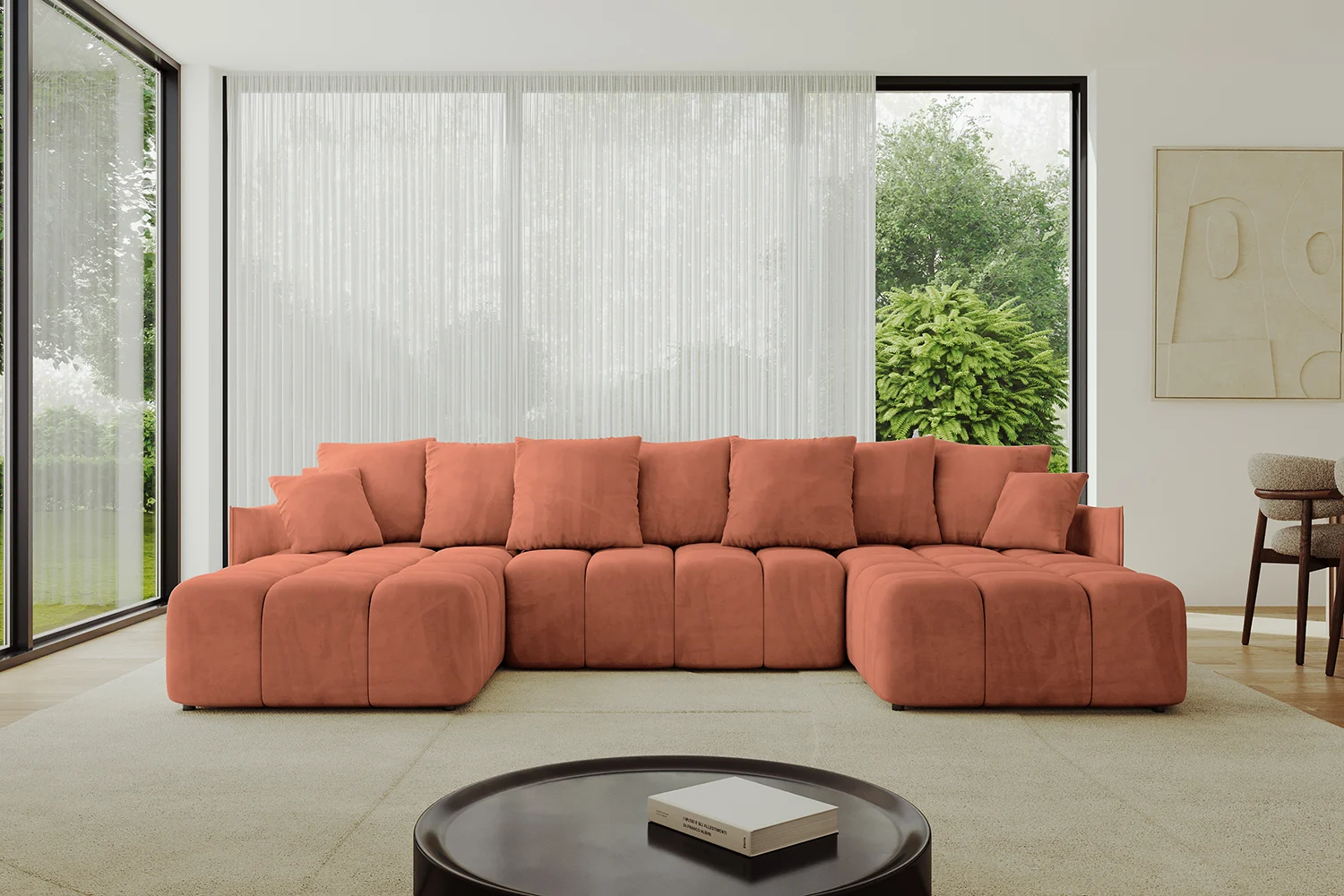 Wohnlandschaft LONLI-U Apricot - Dream Velvet 202.07