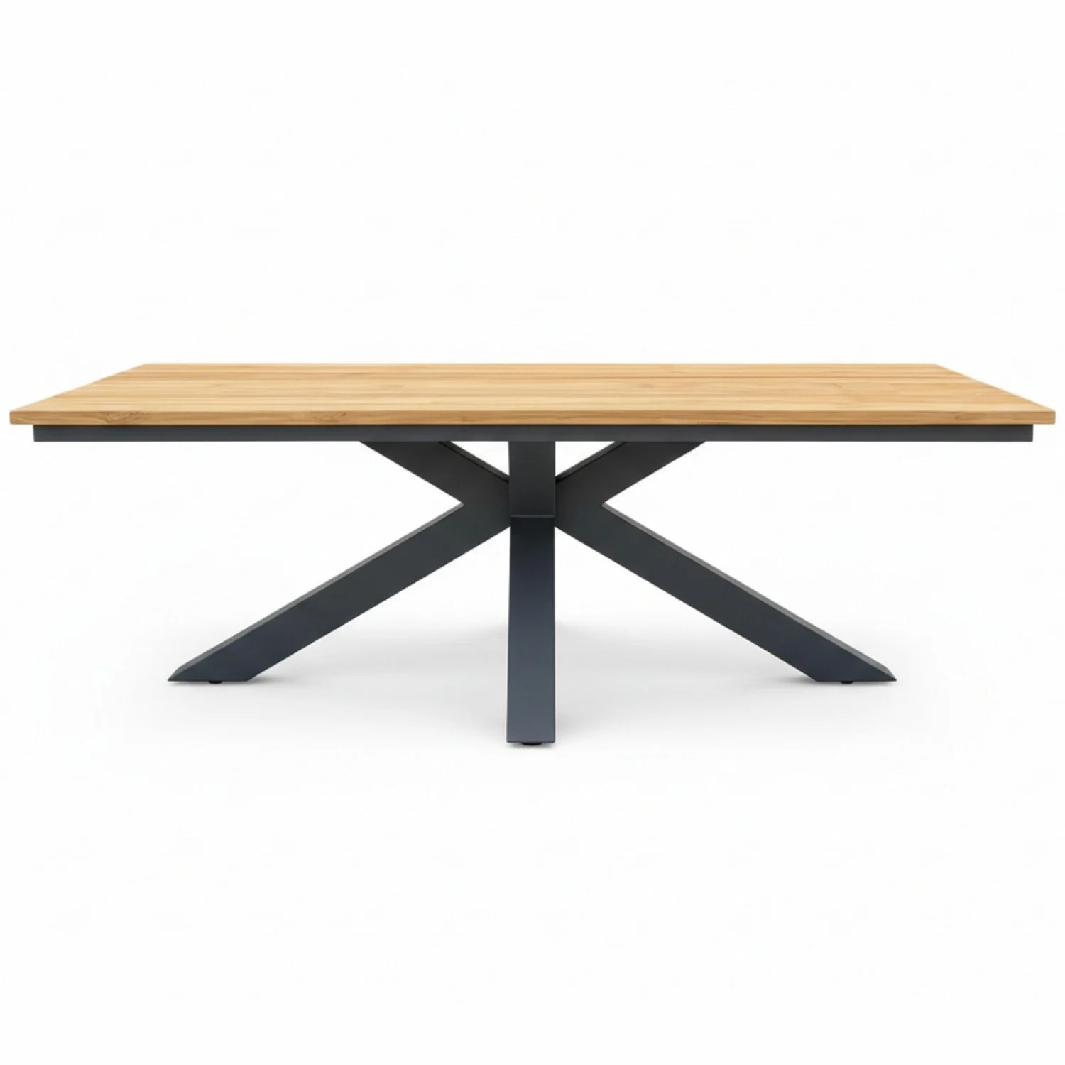 CLEMENTO Perth Gartentisch 200x100 cm Aluminium/Teak X-Gestell Anthrazit