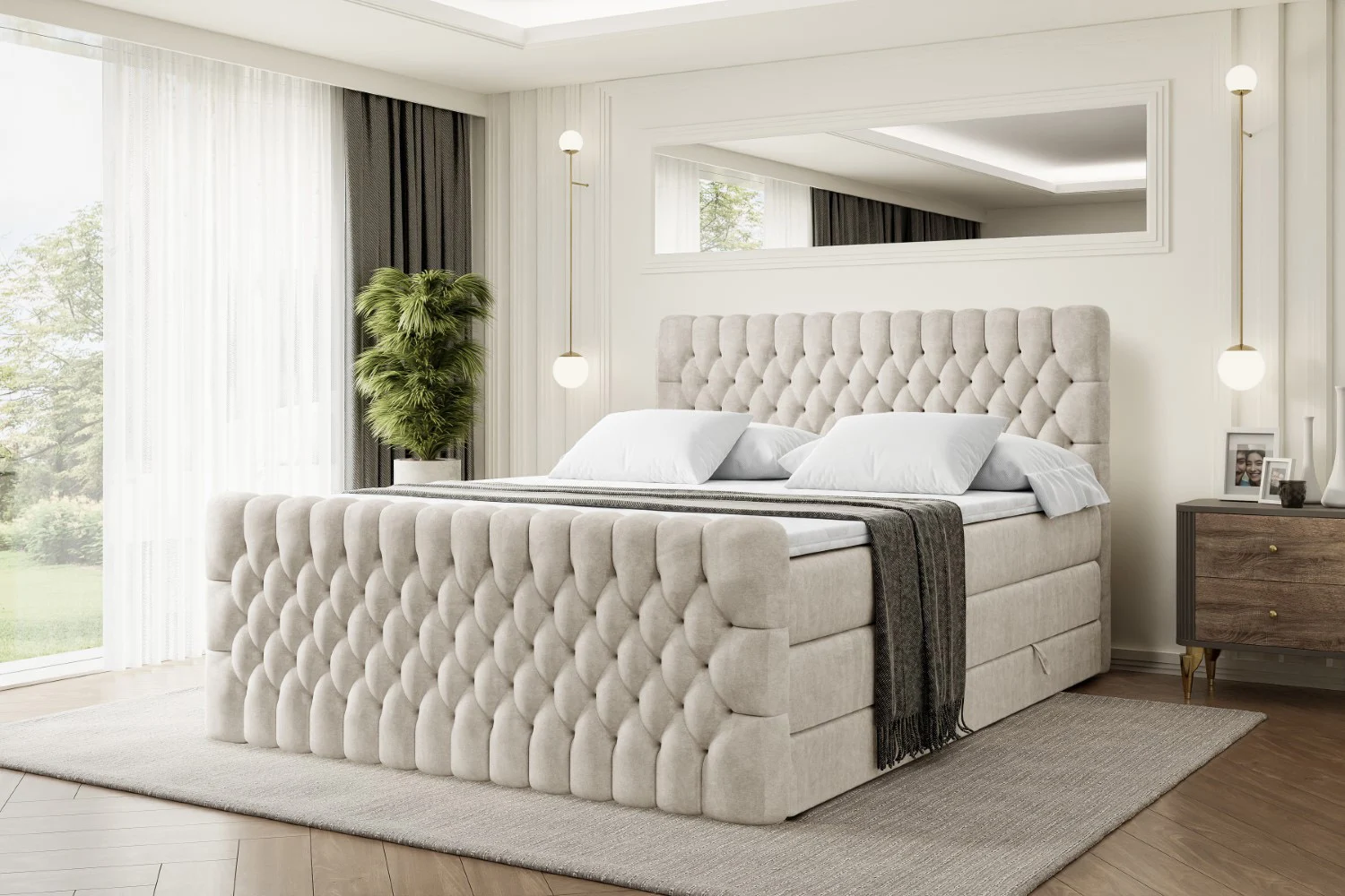 Boxspringbett SERENE-Z KING Beige - Casablanca 2301 120x200 cm