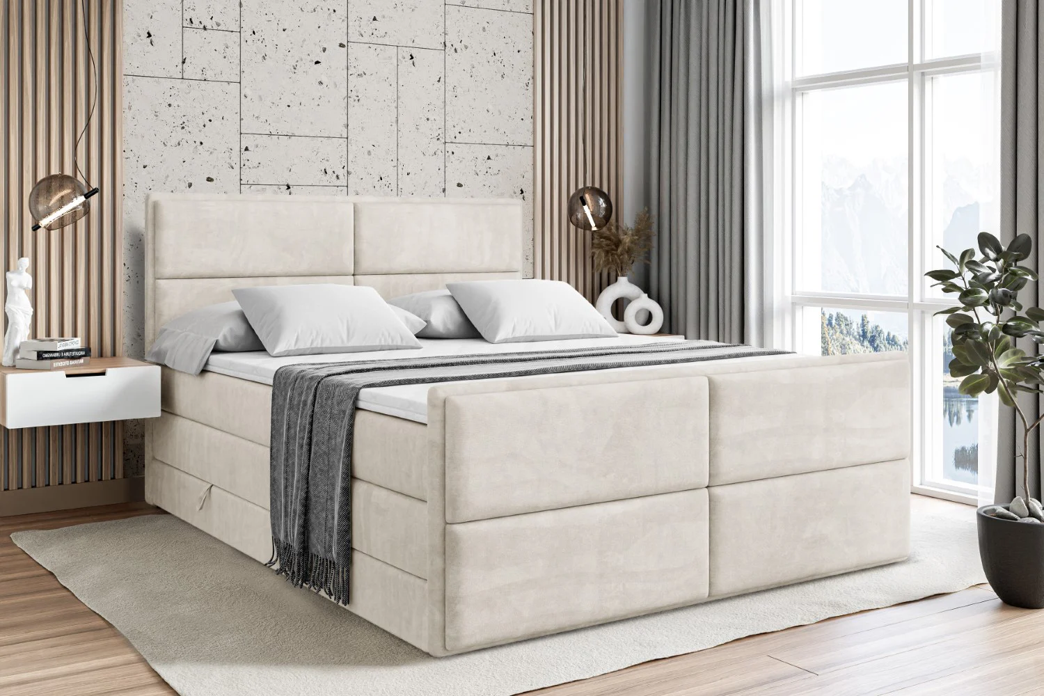 Boxspringbett AURA-Z KING Beige - Casablanca 2301 120x200 cm