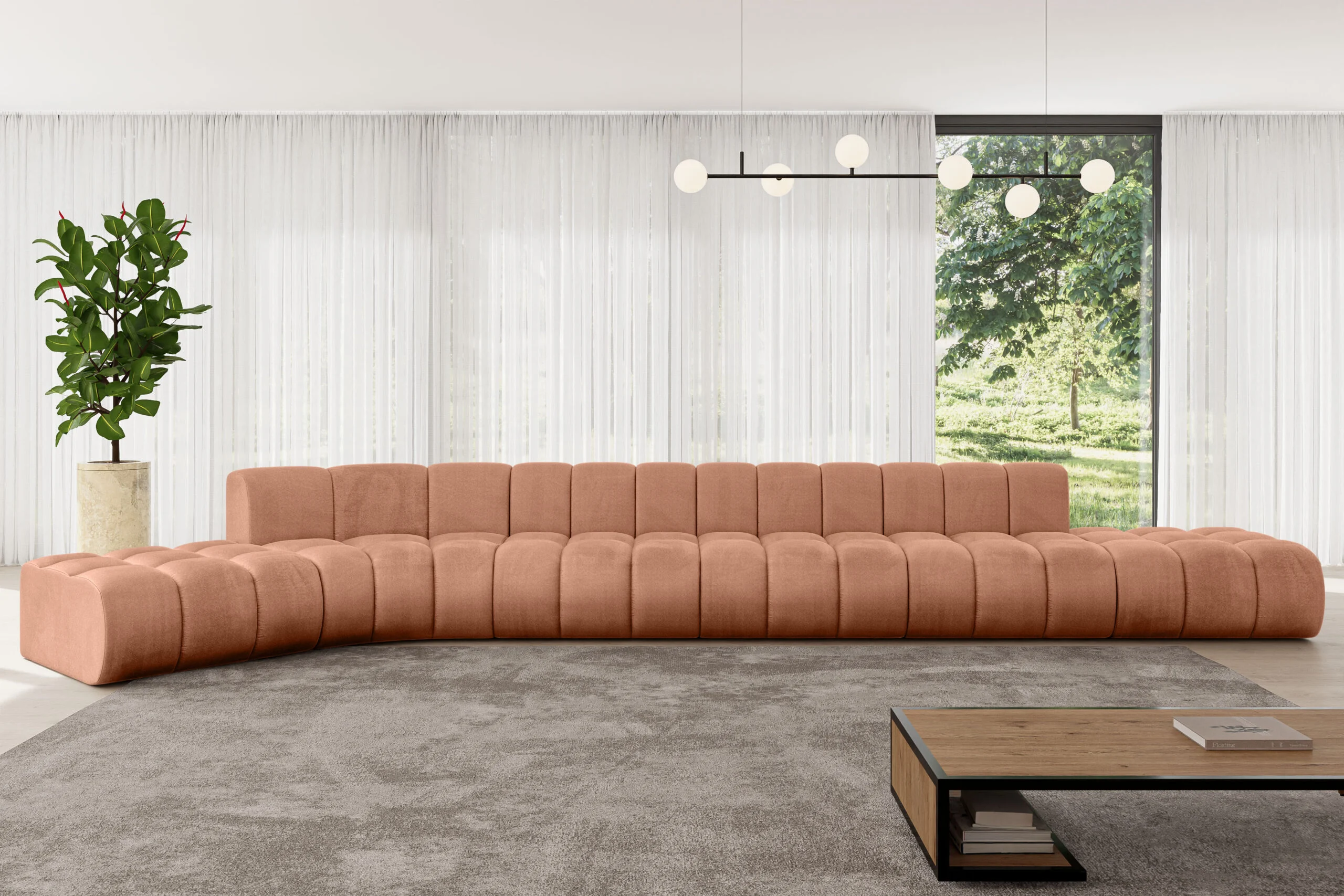 Ecksofa Solven-L3 Apricot - Monolith 61