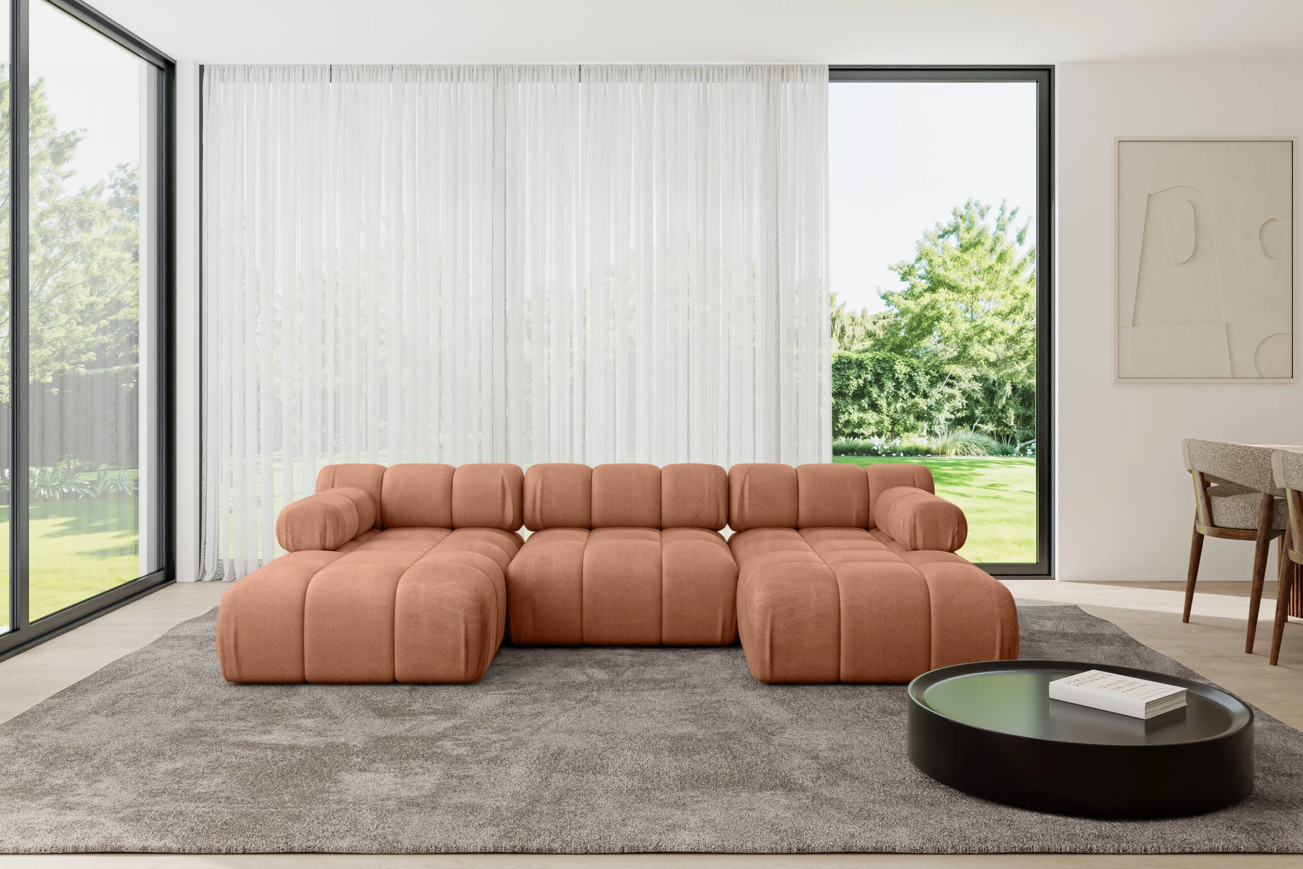 Wohnlandschaft Tesso-U1 Apricot - Monolith 61