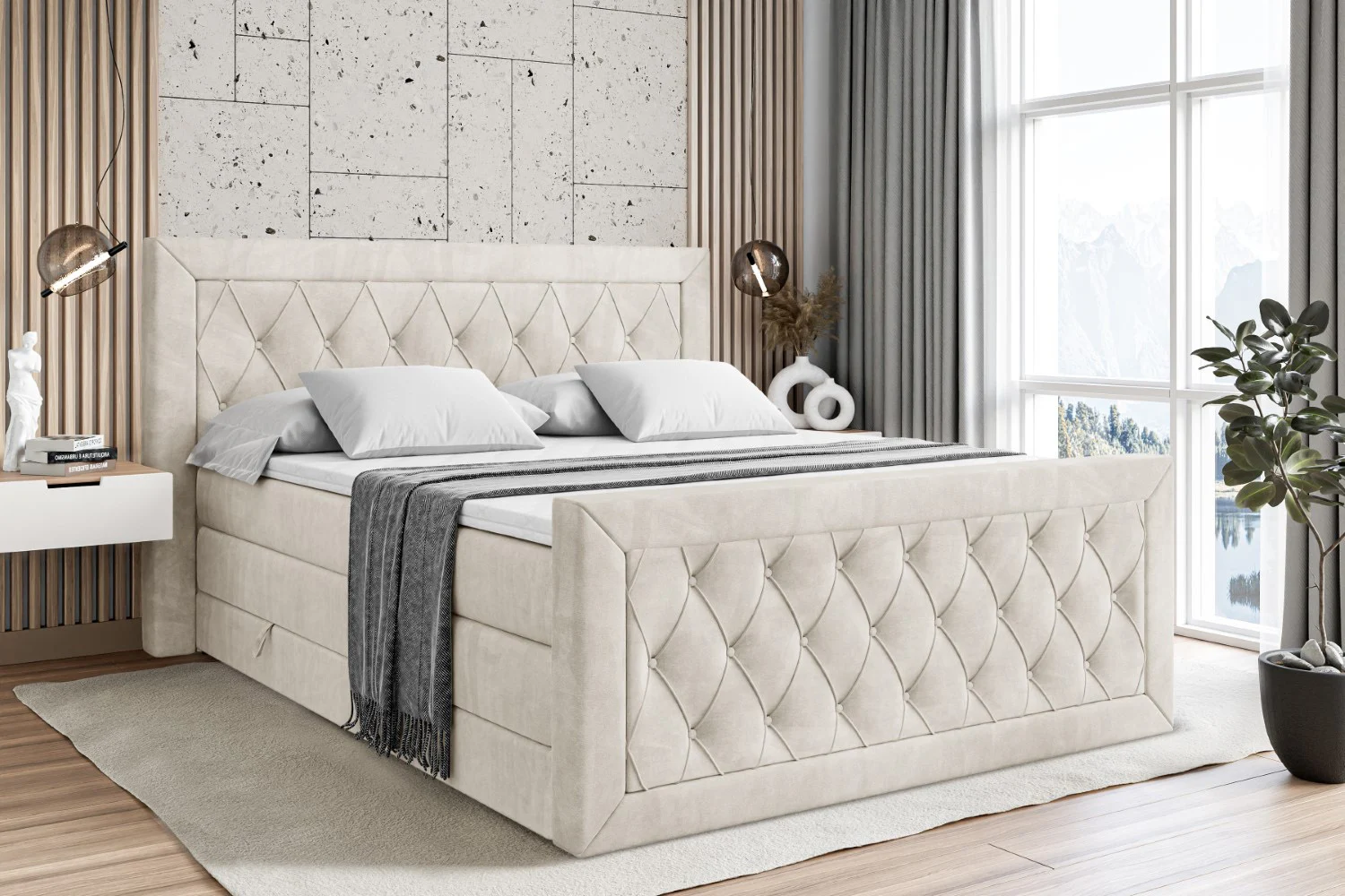 Boxspringbett NOEL-Z KING Beige - Casablanca 2301 120x200 cm