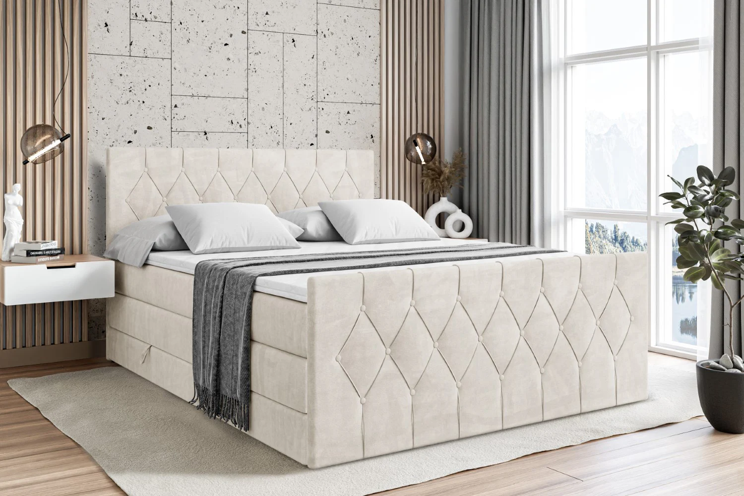 Boxspringbett VELANTO KING Beige - Casablanca 2301 120x200 cm