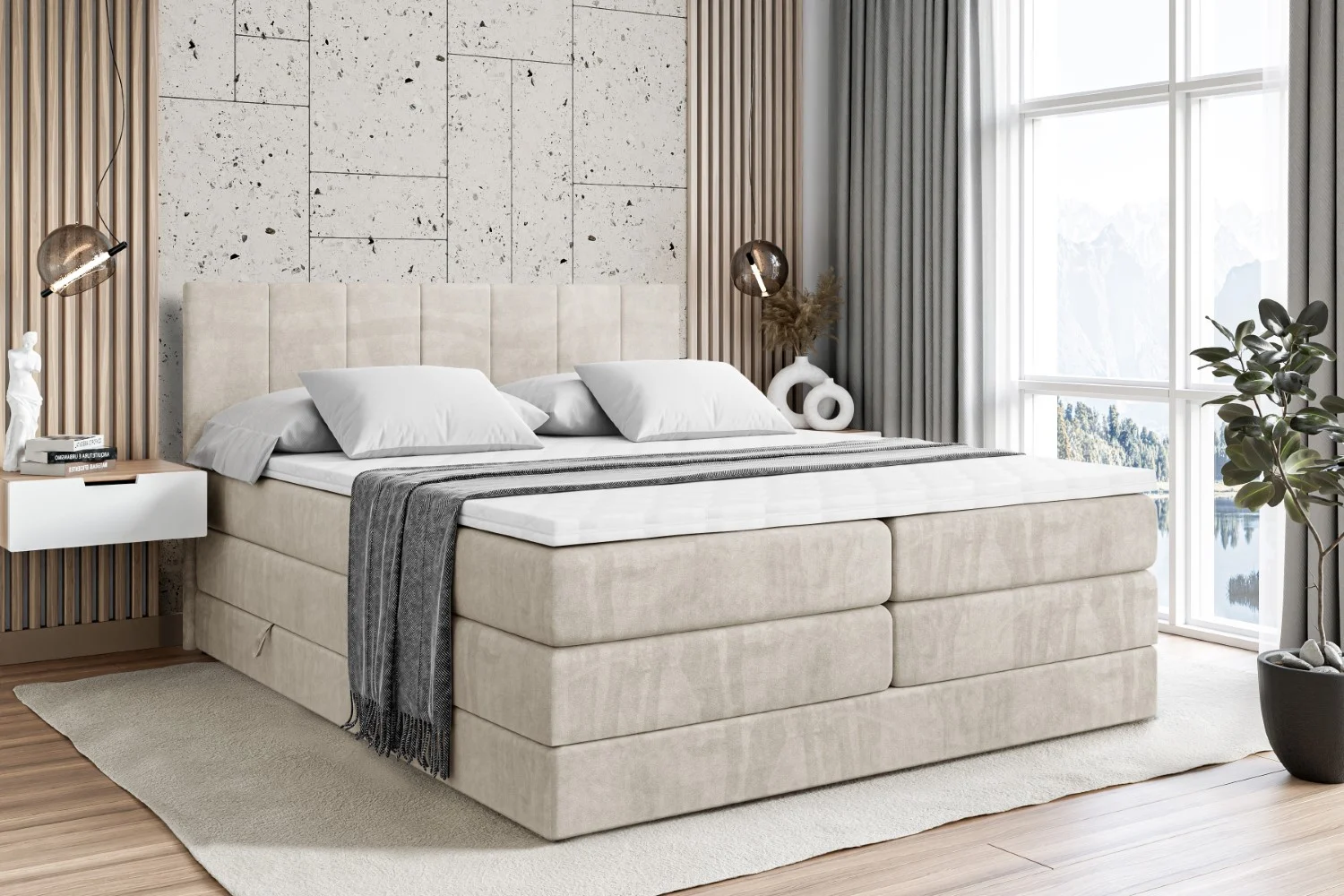 Boxspringbett MOETI KING Beige - Casablanca 2301 120x200 cm