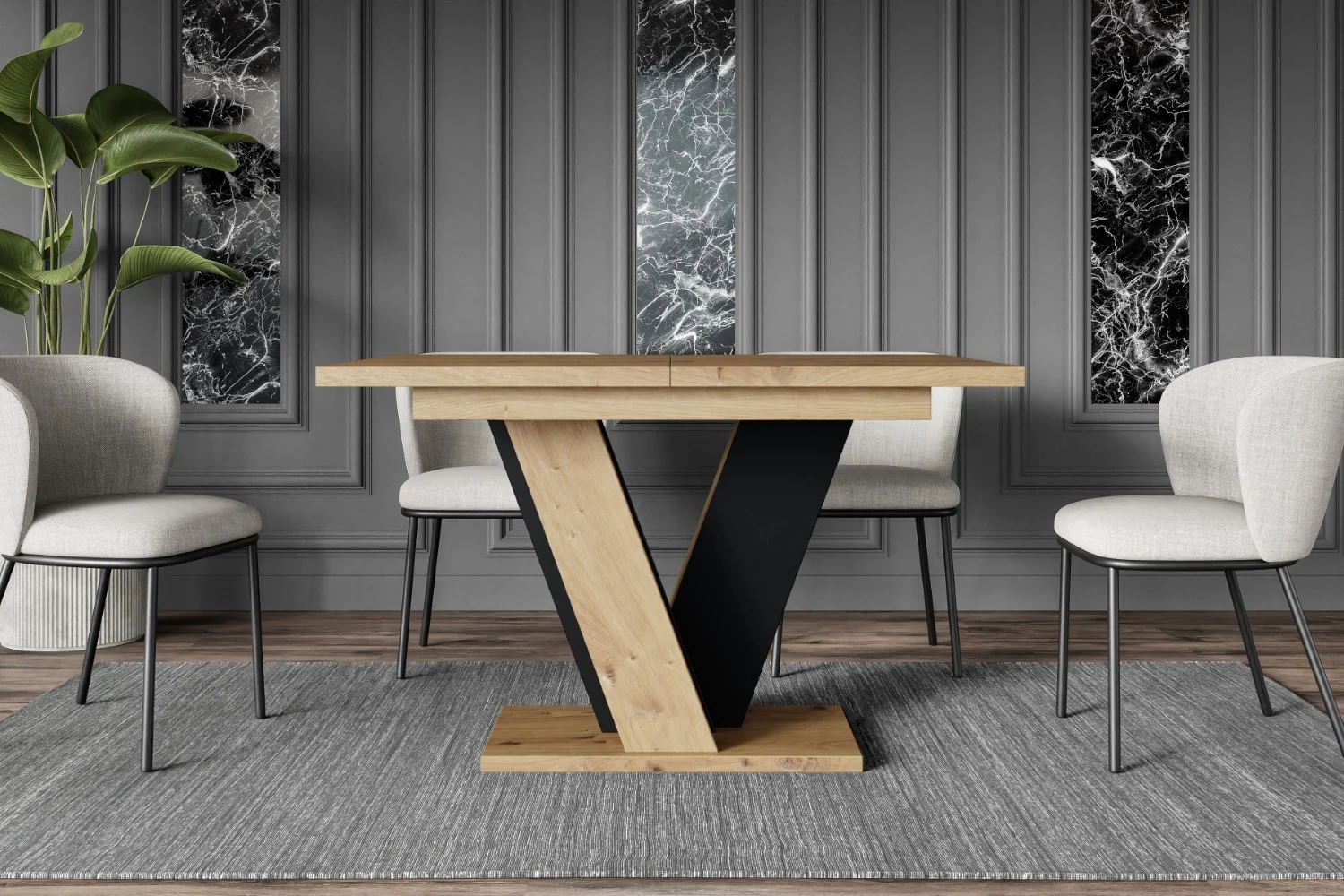Esstisch INEY Artisan Eiche Optik / Schwarz - Altdecor