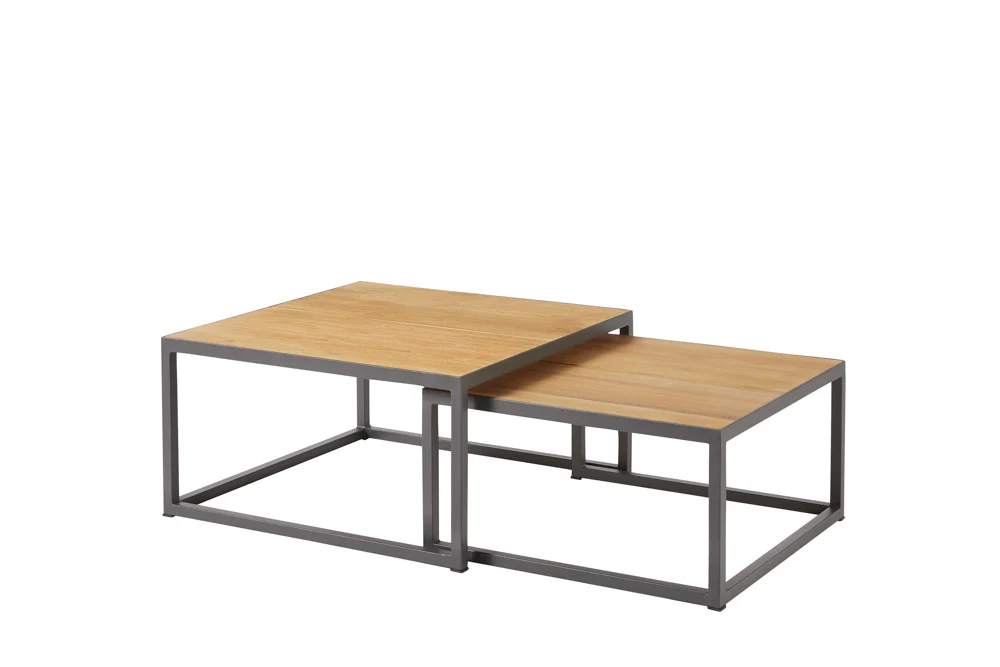 Diamond Garden Nested Loungetische Edelstahl/Teak 2er Set