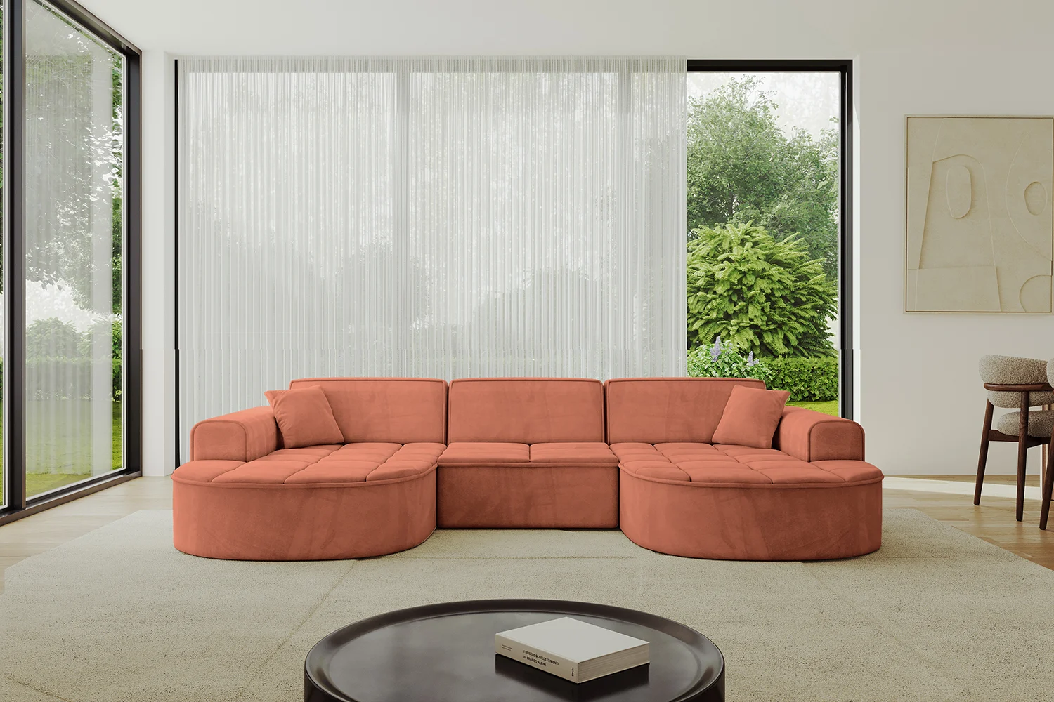 Ecksofa TARO-U1 Apricot - Dream Velvet 202.07