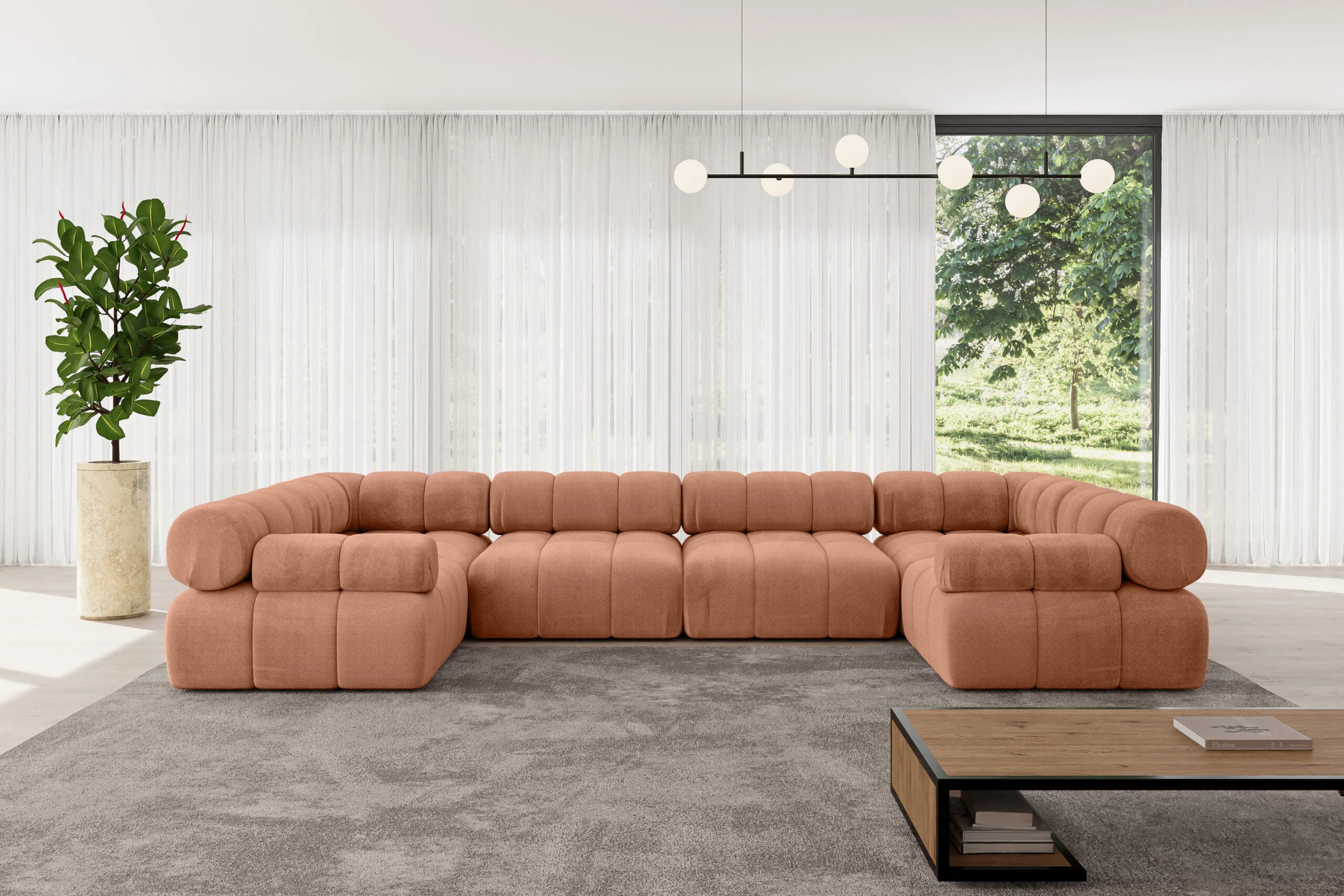 Wohnlandschaft Birno-U2 Apricot - Monolith 61