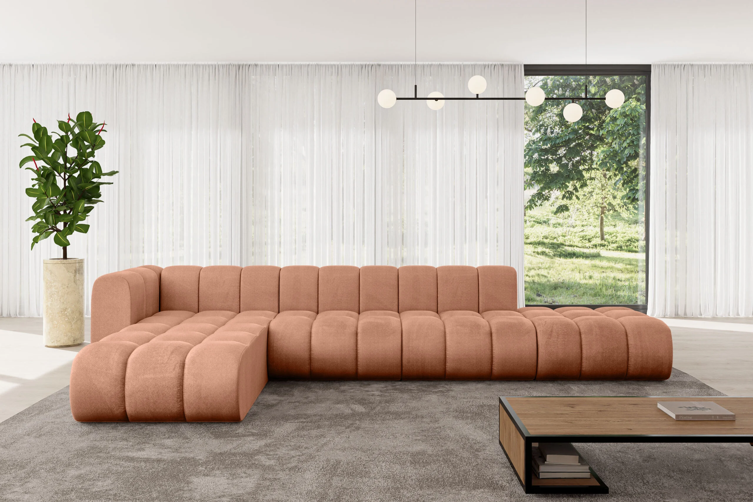 Ecksofa Zuvon-L2 Apricot - Monolith 61