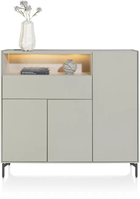 Xooon Noon Highboard 148 cm 3-türen/LED Silk Grey