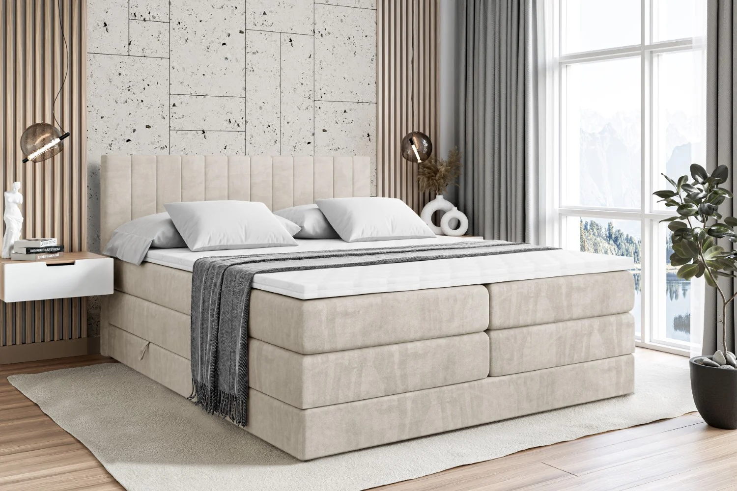 Boxspringbett EDITA KING Beige - Casablanca 2301 120x200 cm