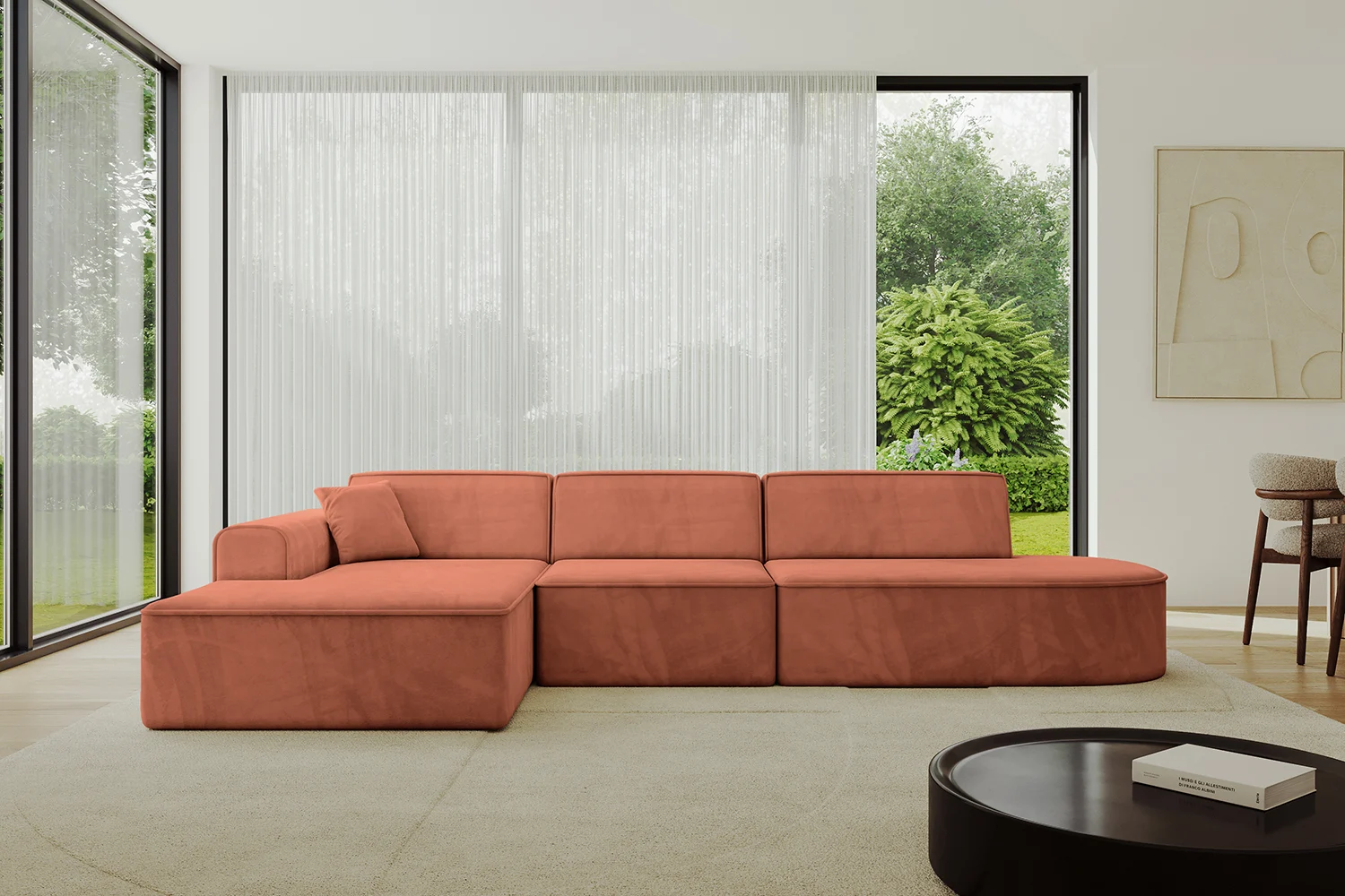 Ecksofa IREA-L2-v3 Apricot - Dream Velvet 202.07