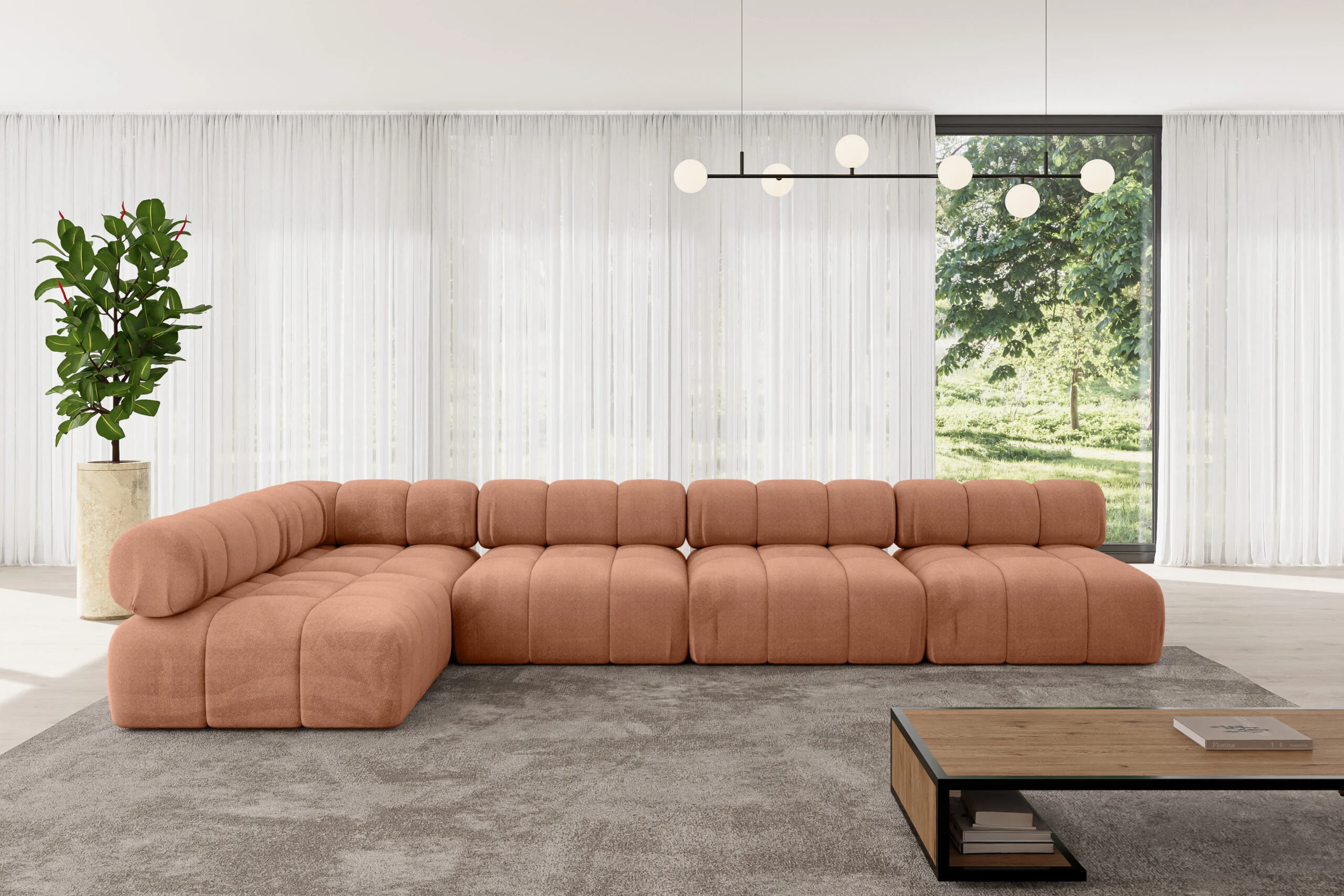 Ecksofa Samaro-L3 Apricot - Monolith 61