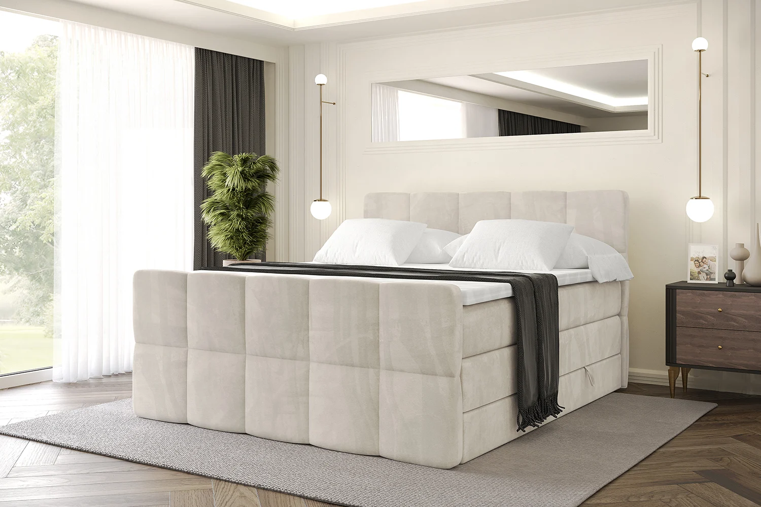 Boxspringbett LIRO-Z KING Beige - Casablanca 2301 120x200 cm