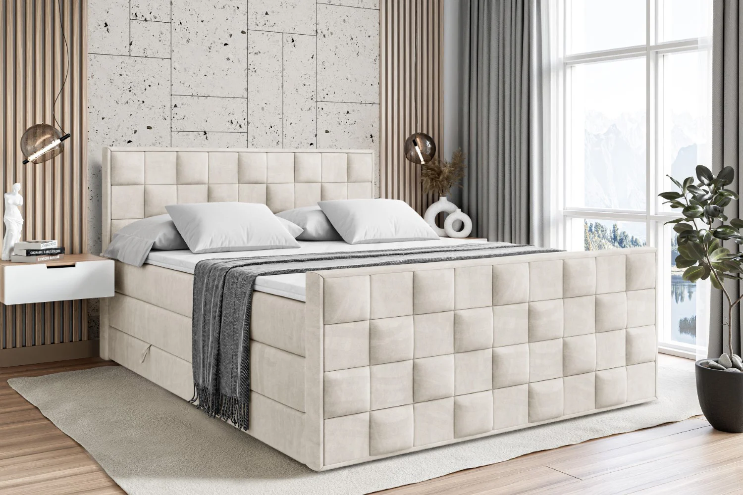 Boxspringbett ZAFIRA KING Beige - Casablanca 2301 120x200 cm