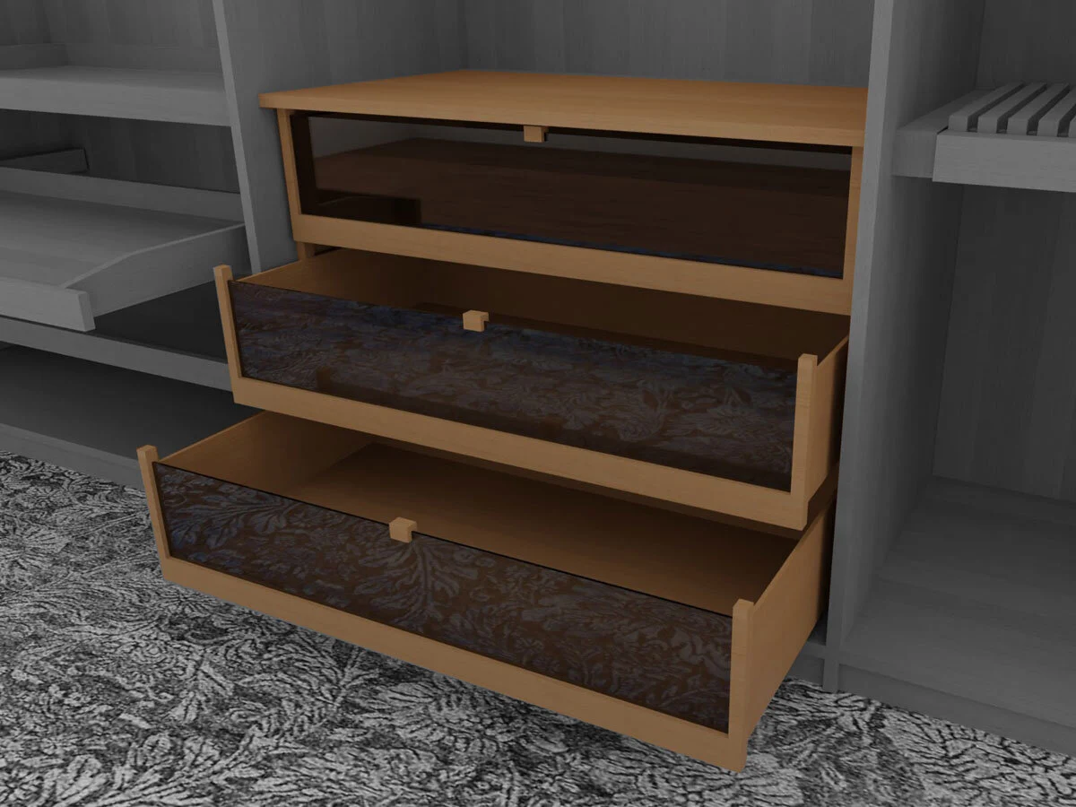 Forestales Schubkastenmodul mit Glasfront