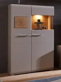 Innostyle Fun Plus II Vitrine inkl. LED-Beleuchtung Basalt/Eiche Altholz Grau/Braun